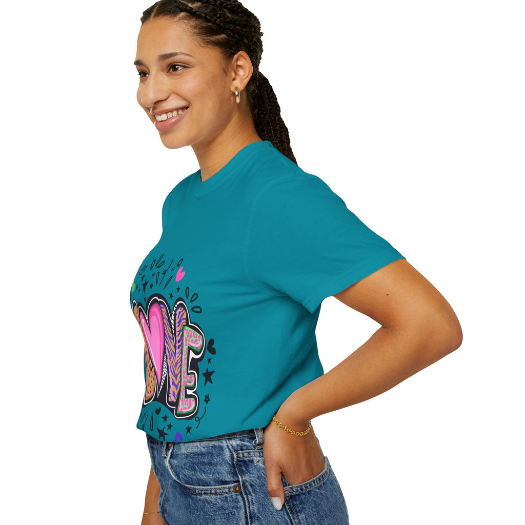 Love Vibes Unisex Garment-Dyed T-shirt | Perfect for Valentine's Day, Anniversaries, Casual Wear, Gifts, and Everyday Love