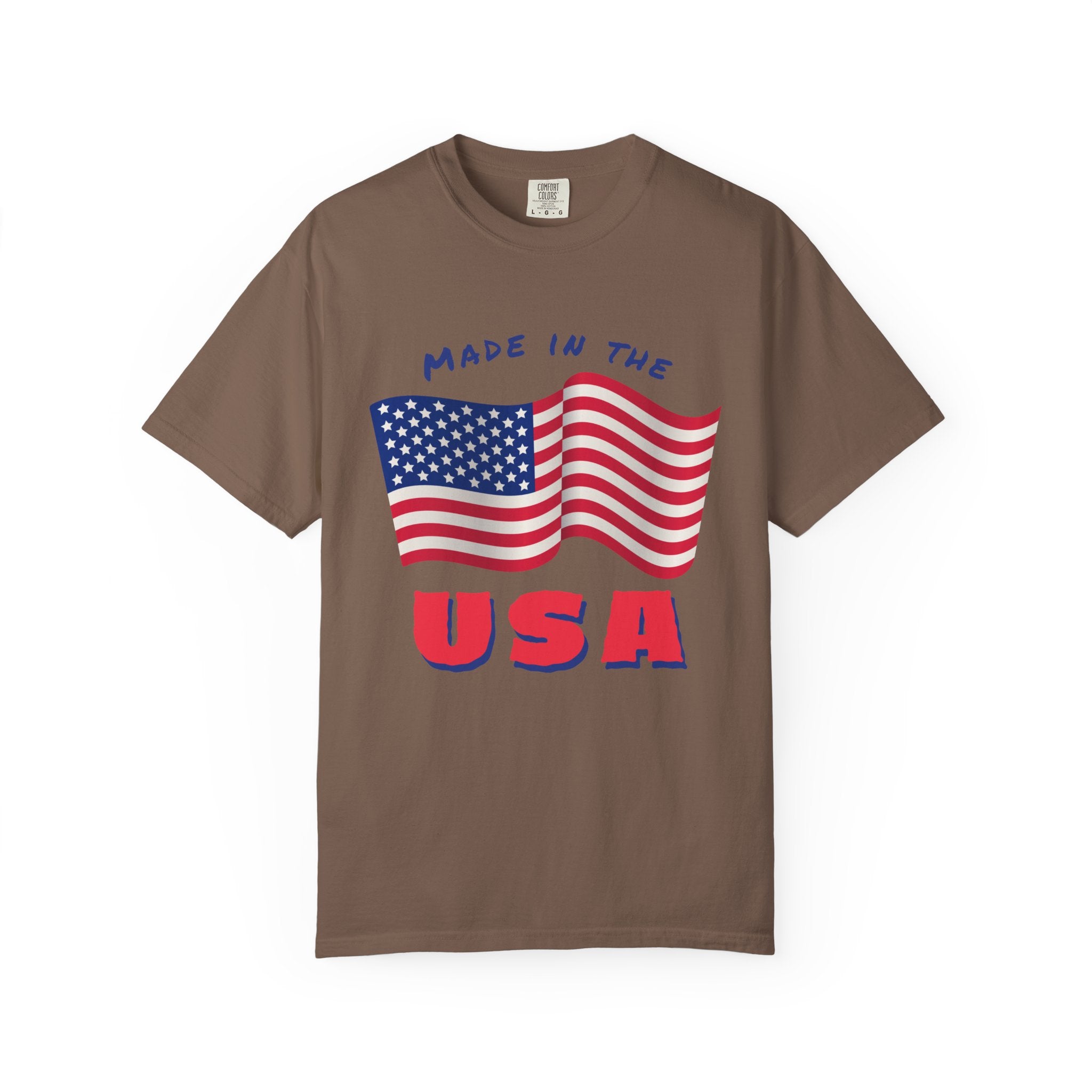 Patriotic T-Shirt for Celebrations, Made in the USA Tee, Unisex Garment-Dyed Shirt, July 4th Apparel, Red White Blue Tee