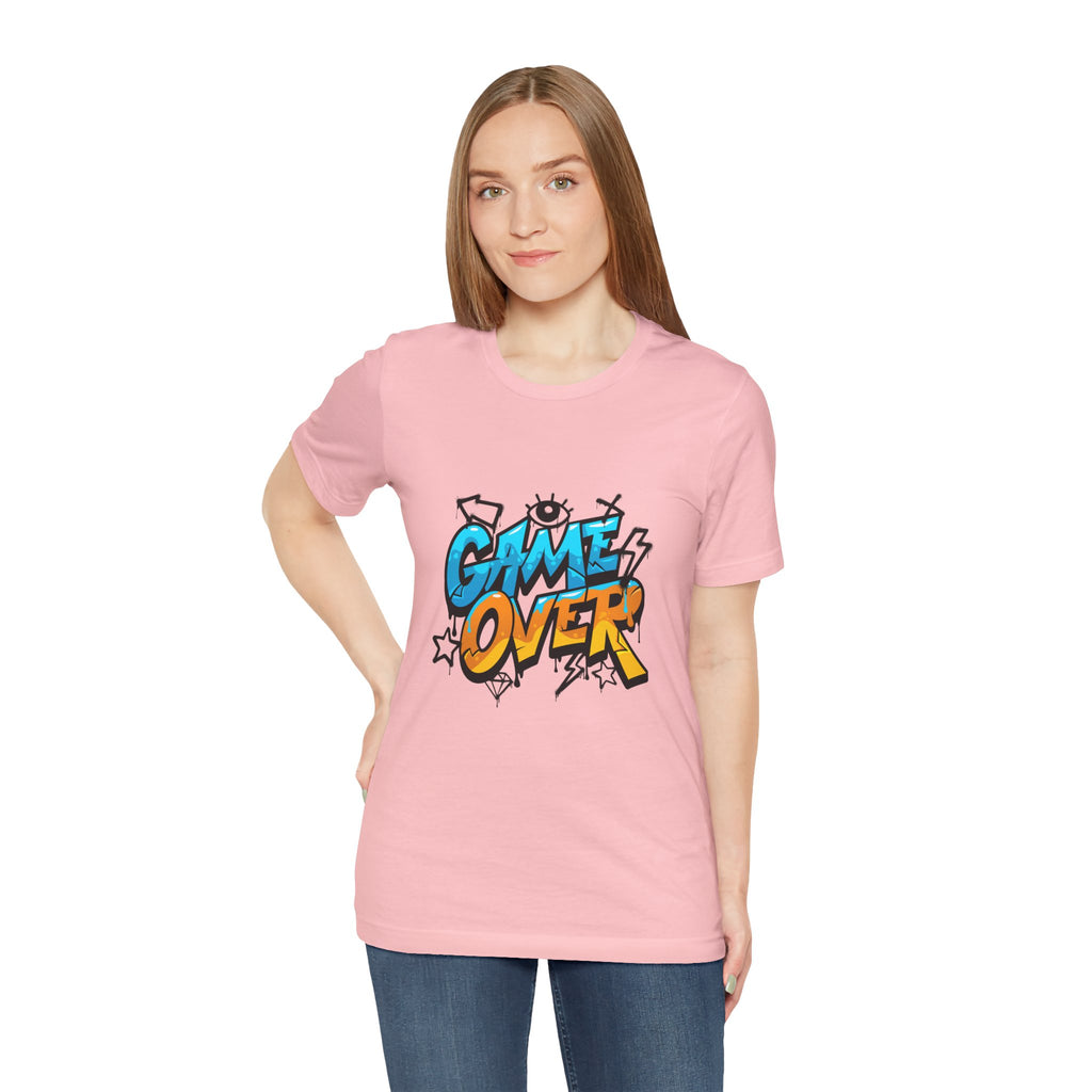 Game Over Unisex Jersey Short Sleeve Tee, Fun Graphic Tee, Gamer Gift, Casual Wear, Birthday Gift, Playful Fashion
