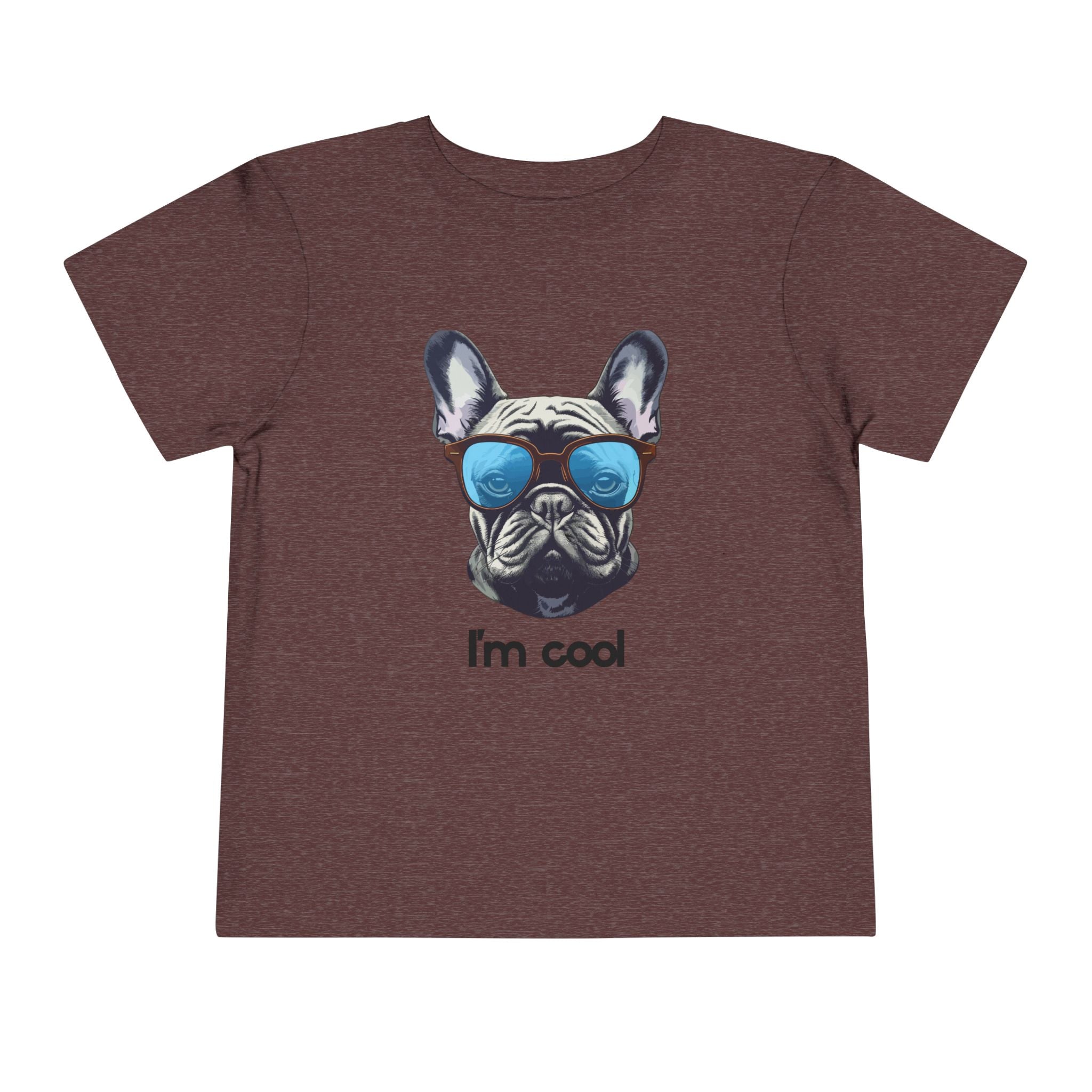 Cool French Bulldog Toddler Tee, I'm Cool Shirt, Kids Summer Tee, Pet Lover Gift, Cute Toddler Outfit