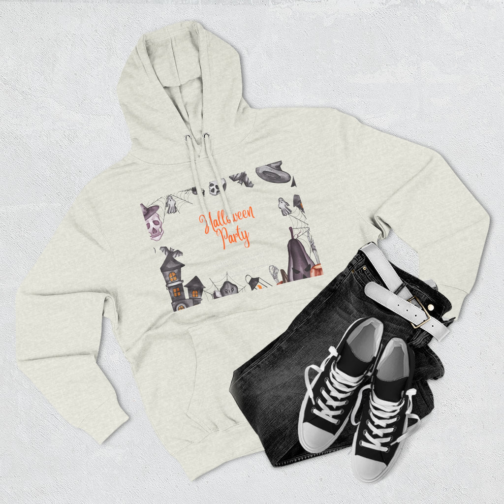 Halloween Party Fleece Hoodie, Cozy Halloween Sweatshirt, Perfect for Fall Celebrations, Great Gift for Autumn Lovers, Spooky Vibes Hoodie