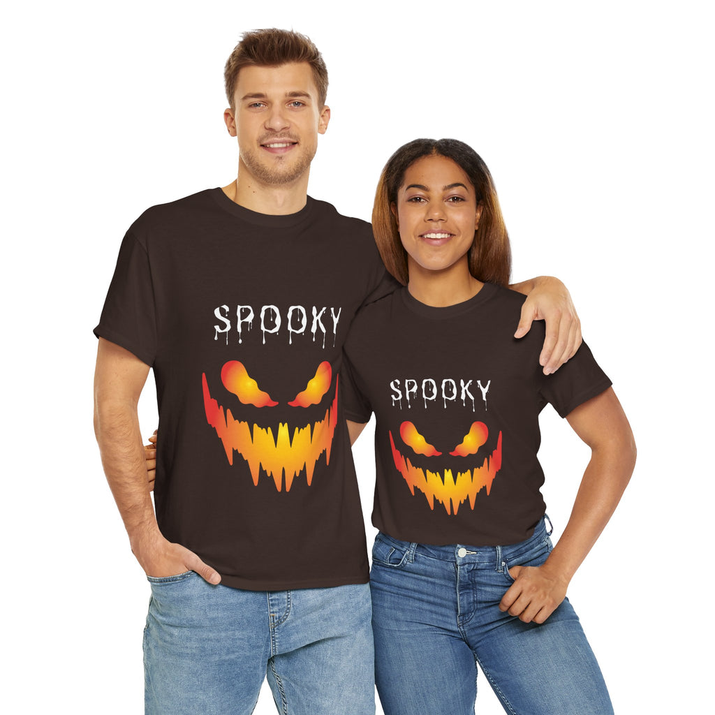 Spooky Unisex Heavy Cotton Tee - Halloween Shirt, Goth Fashion, Casual Wear, Festival Tee, Gift for Horror Fans