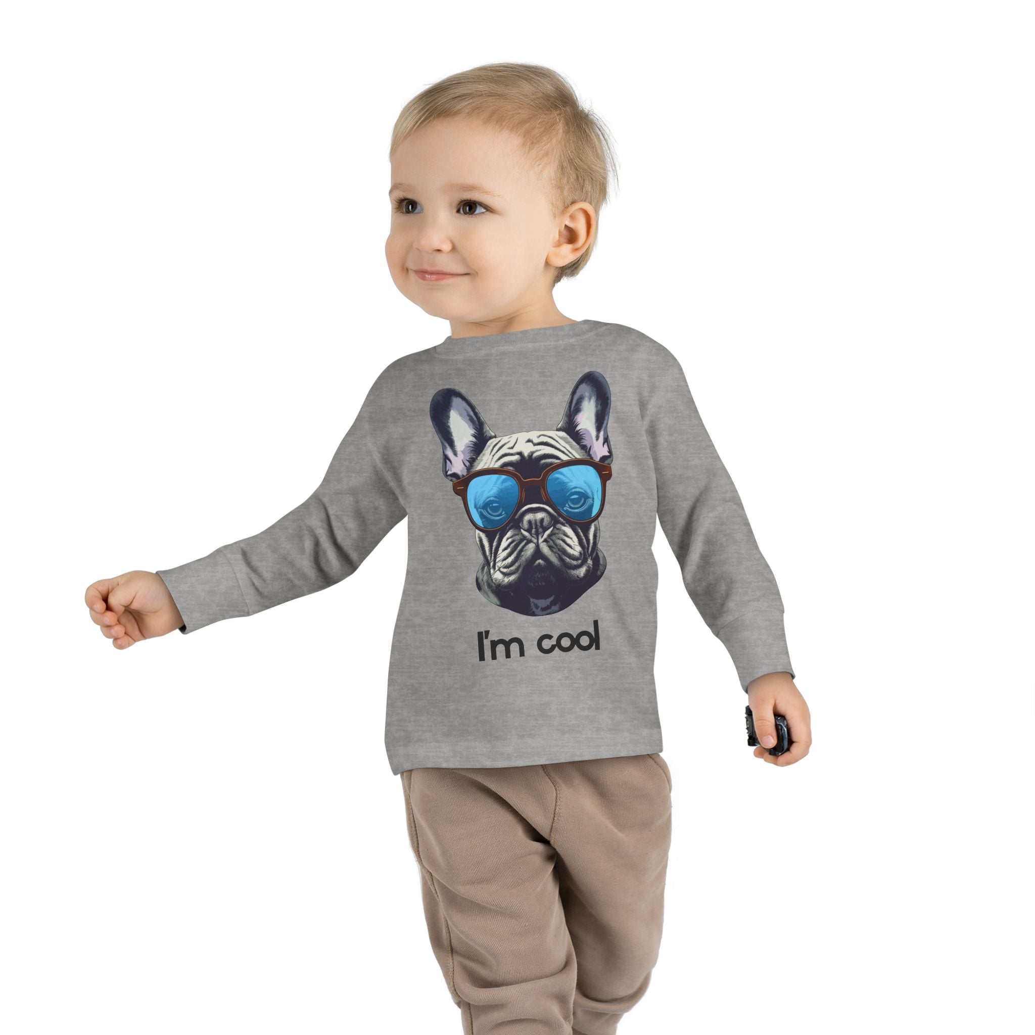 Cool Toddler Long Sleeve Tee with Fun Dog Design, Children's Gift, Playful Tee, Cute Apparel, Pet Lover Gift