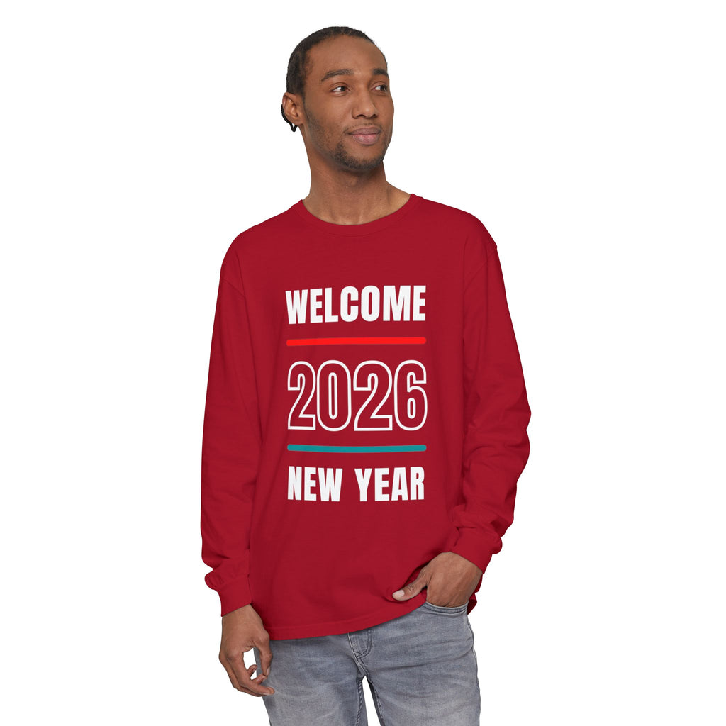 2026 New Year Long Sleeve T-Shirt | Unisex Cotton Tee for Celebration, Holiday Gift, Festive Apparel, Casual Wear