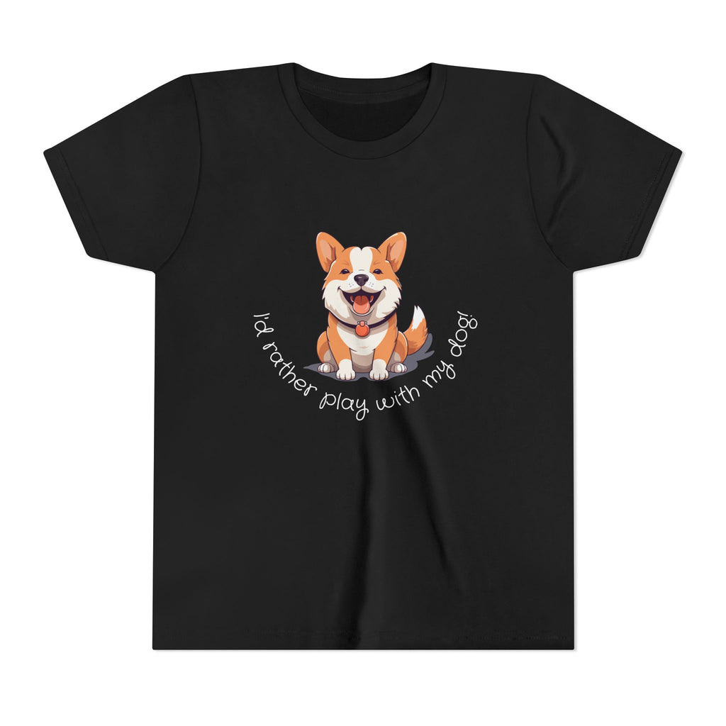 Youth Dog Lover Tee, Kids Corgi Shirt, Playful Dog T-Shirt, Pet Lover Gift, Children's Animal Apparel