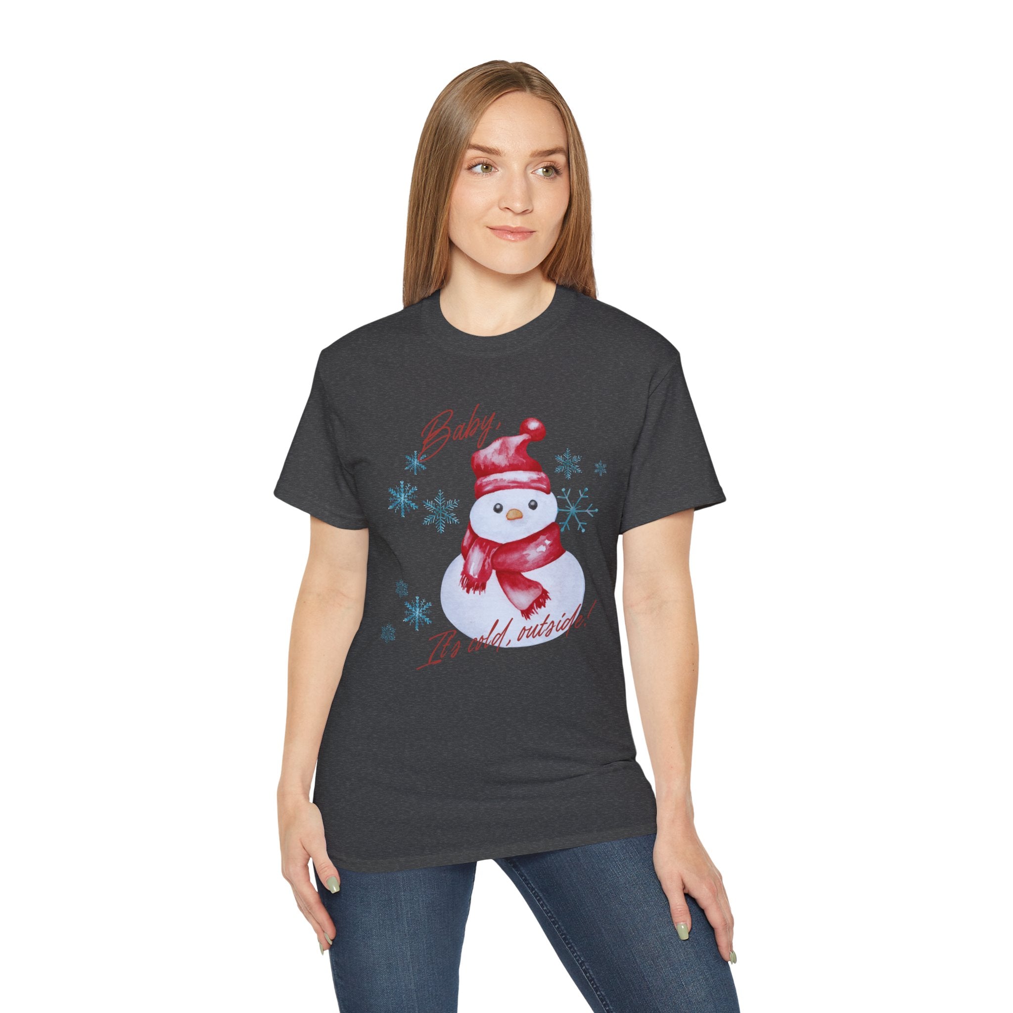 Winter Wonderland Snowman Tee, Unisex Cotton T-Shirt for Holiday Cheer, Christmas Party, Gift, Cozy Winter Apparel