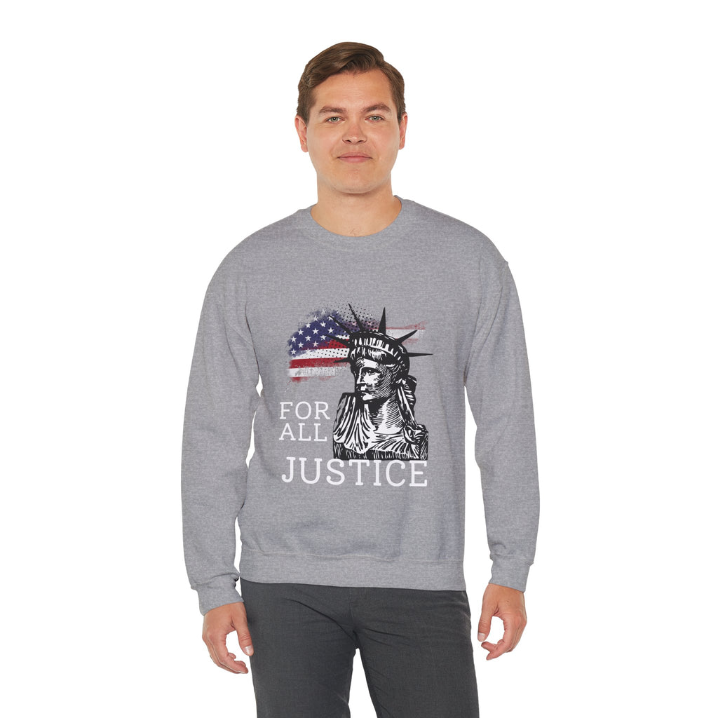 Justice Crewneck Sweatshirt - Unisex Heavy Blend, Patriotic Apparel, Comfortable Gift for Activists, USA Theme, Everyday Wear