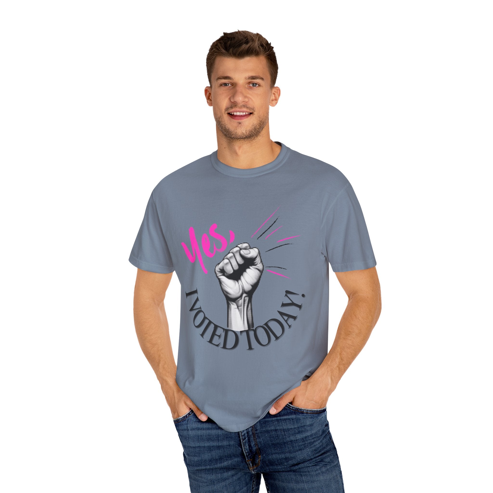 Empowering Voting T-shirt, Yes I Voted Today Tee, Unisex Garment-Dyed Shirt, Election Day Apparel, Civic Engagement Top