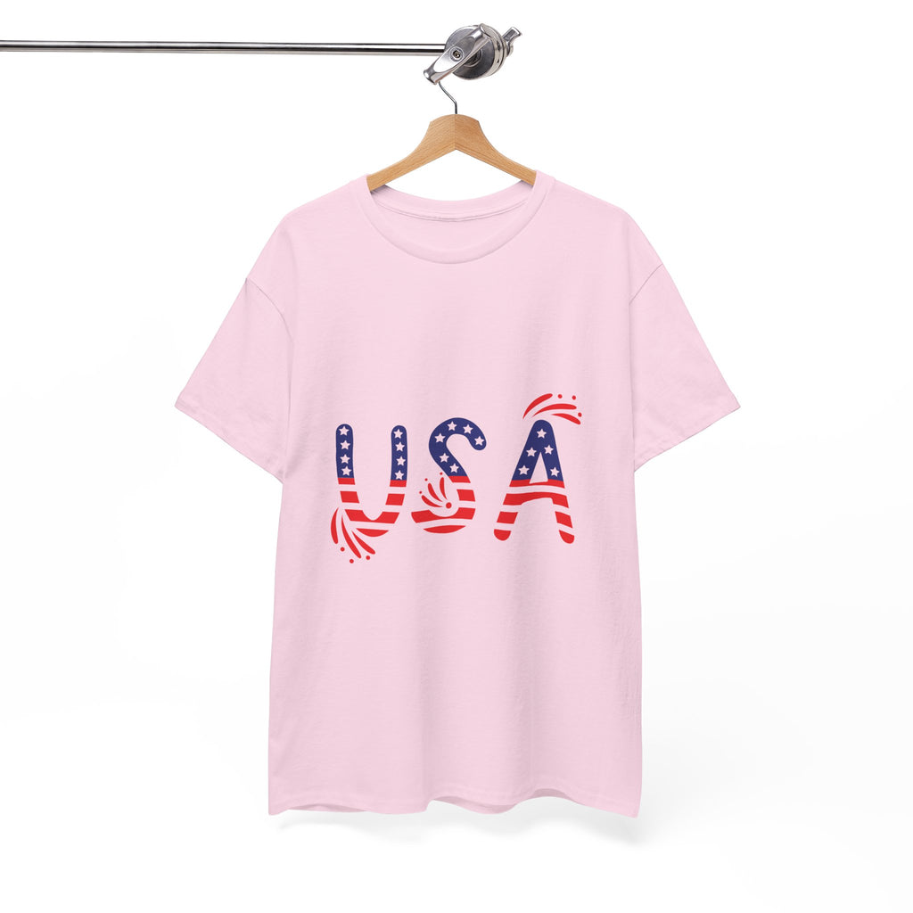 Patriotic USA Tee - Unisex Heavy Cotton T-Shirt for Independence Day, Barbecues, Festivals, Casual Wear, Gift