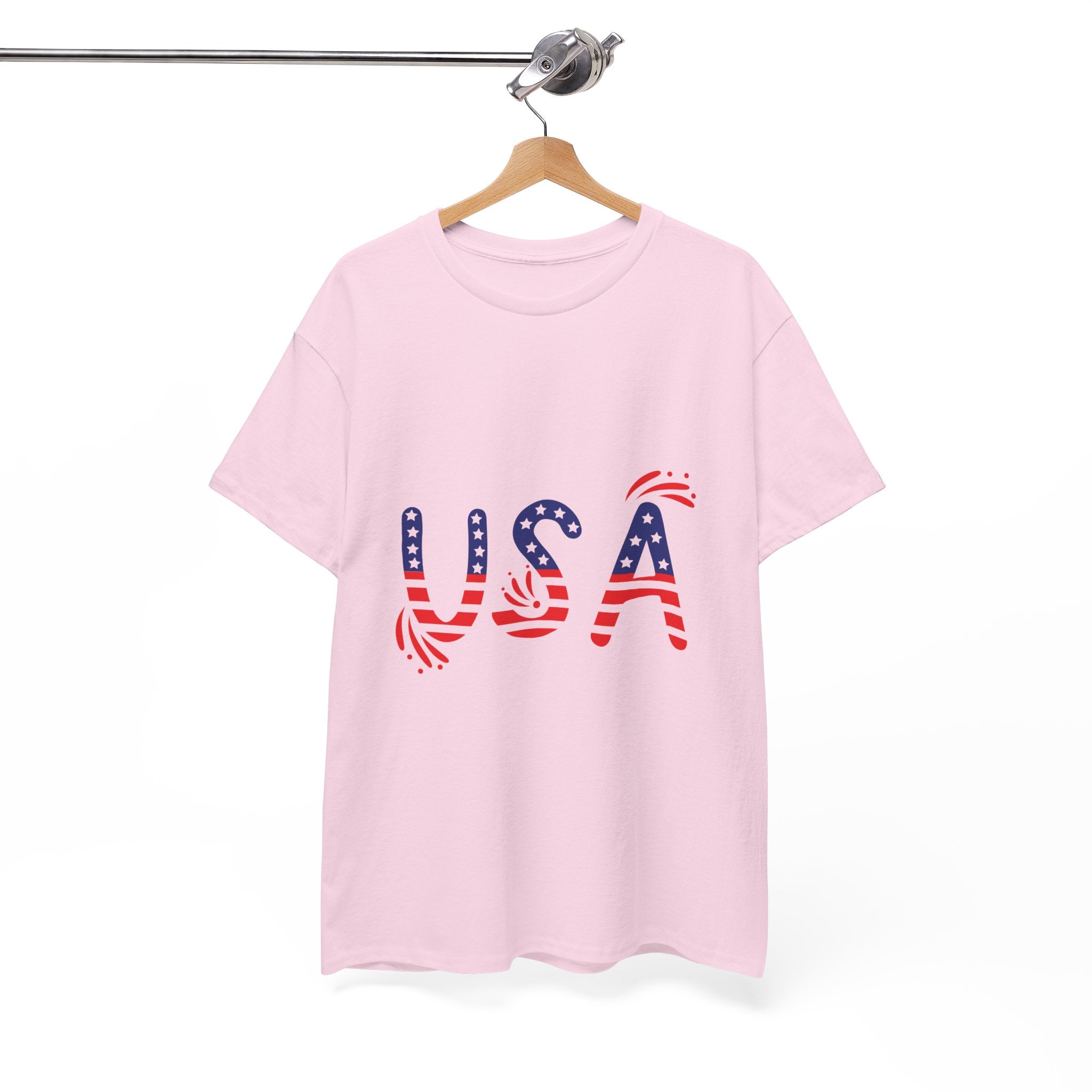 Patriotic USA Tee - Unisex Heavy Cotton T-Shirt for Independence Day, Barbecues, Festivals, Casual Wear, Gift