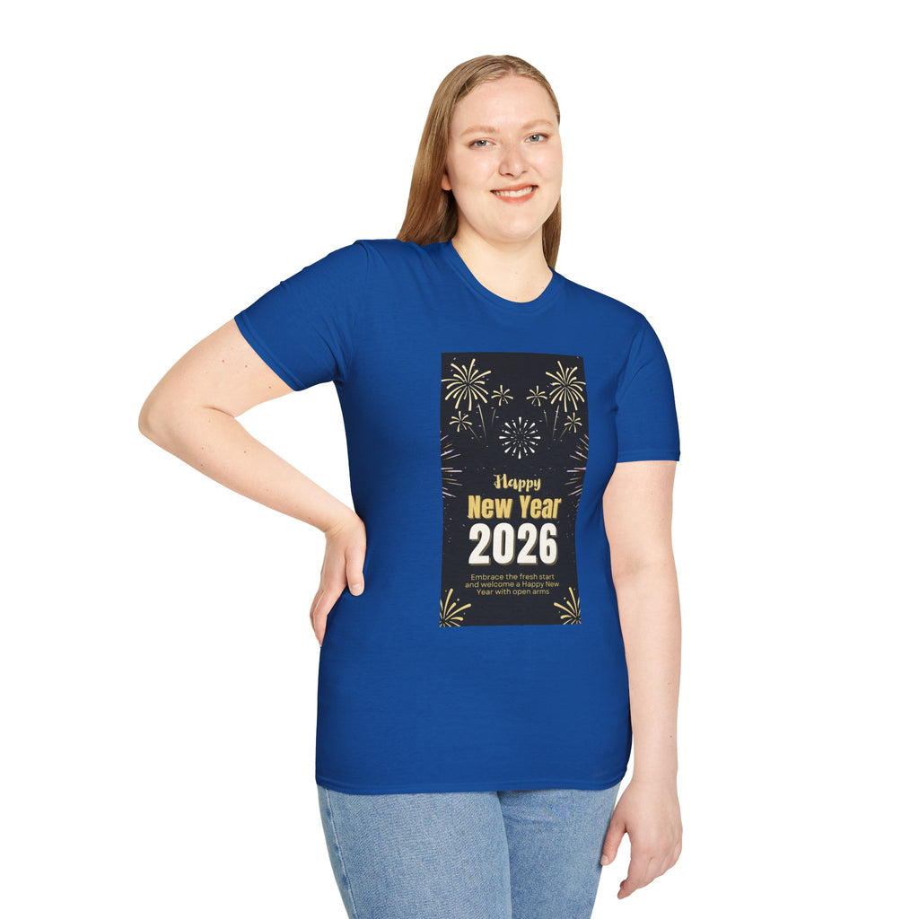 Happy New Year 2026 Unisex Softstyle T-Shirt, New Year Celebration Tee, Unisex Graphic Shirt, Festive Apparel, Holiday Gift