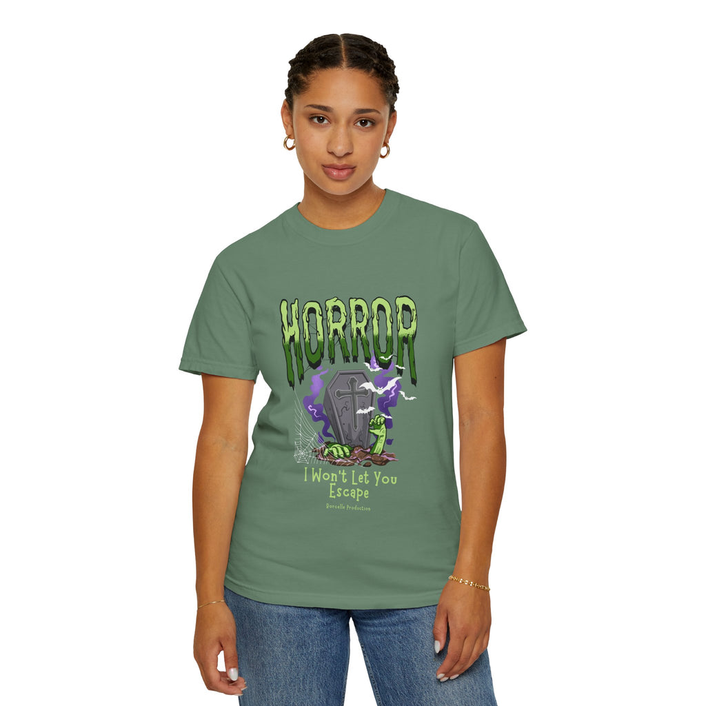 Horror-Themed Unisex T-Shirt, Spooky Graphic Tee, Halloween Apparel, Gift for Horror Fans, Casual Statement Shirt
