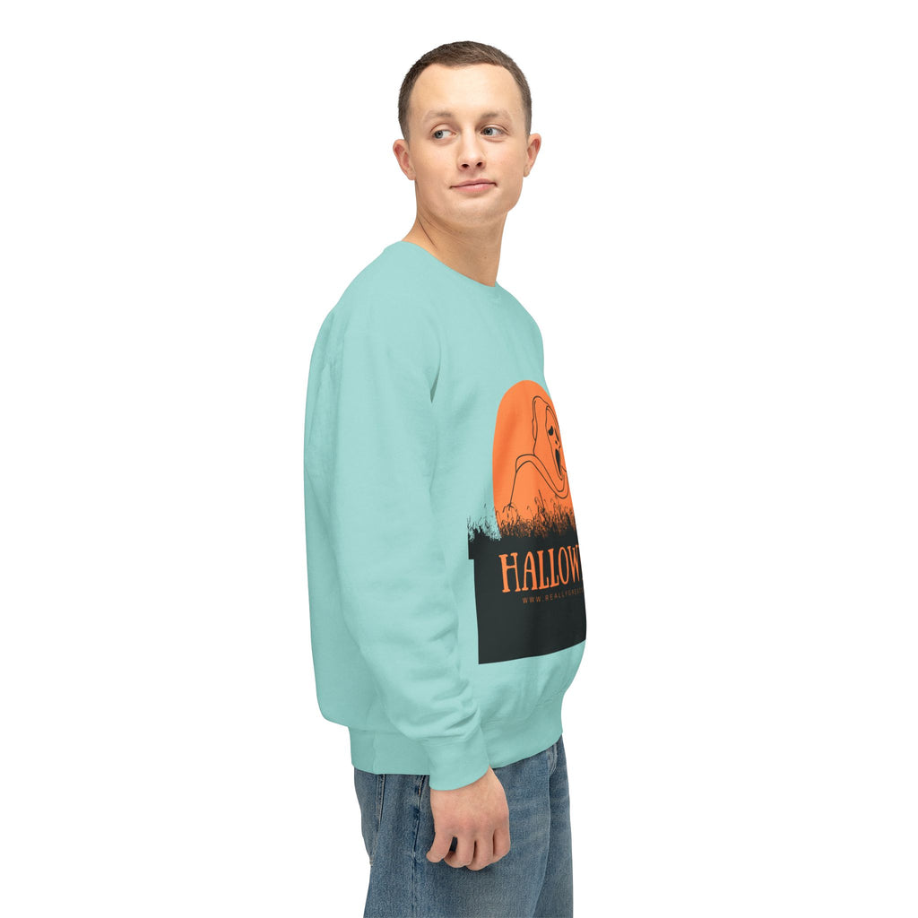 Halloween Ghost Unisex Lightweight Crewneck Sweatshirt, Fall Fashion, Cozy Gift, Halloween Party, Spooky Season Apparel