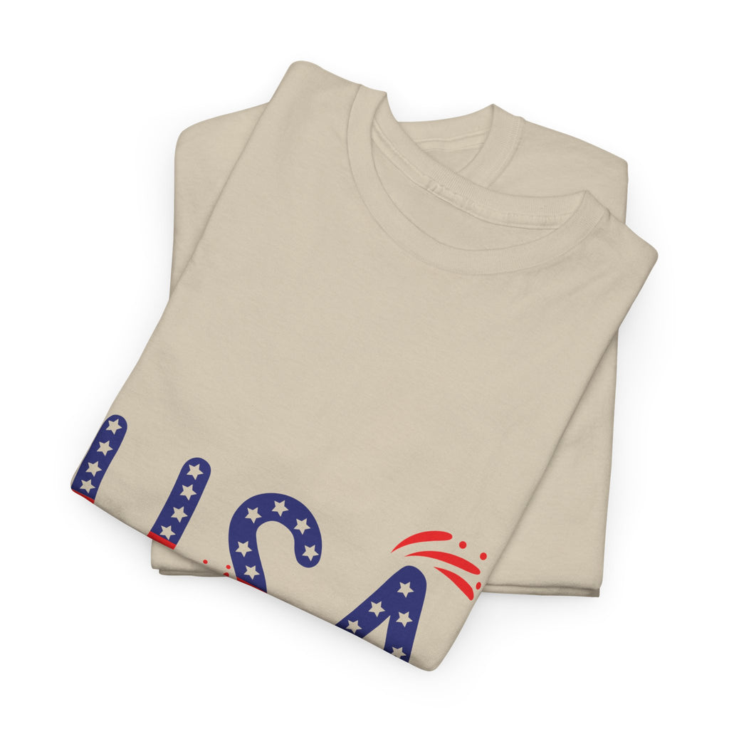 Patriotic USA Tee - Unisex Heavy Cotton T-Shirt for Independence Day, Barbecues, Festivals, Casual Wear, Gift