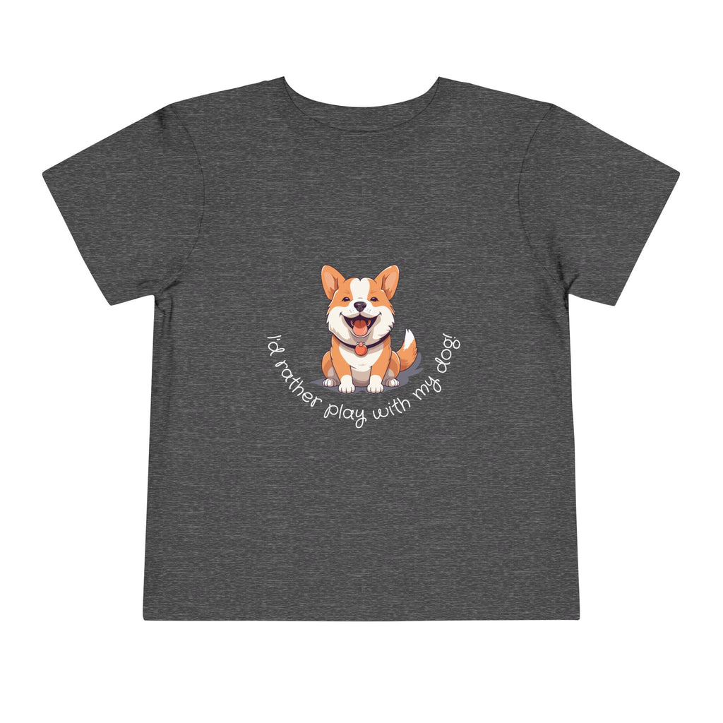 Cute Dog Lover Toddler Tee, I'd Rather Play with My Dog, Perfect for Dog Lovers, Birthday, Gift for Kids, Everyday Wear