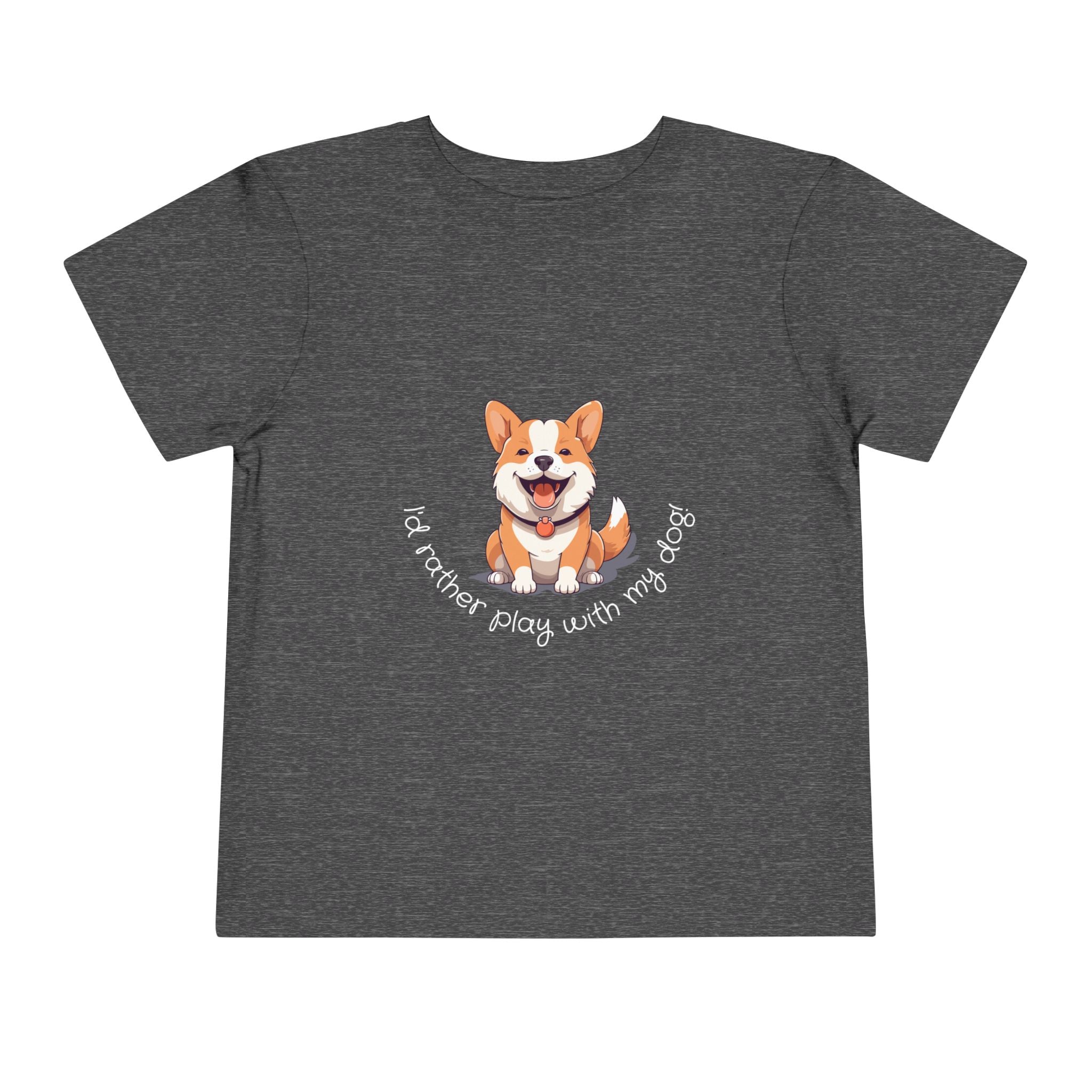 Cute Dog Lover Toddler Tee, I'd Rather Play with My Dog, Perfect for Dog Lovers, Birthday, Gift for Kids, Everyday Wear