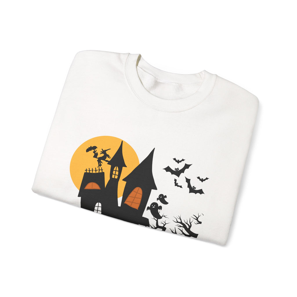 Halloween Haunted House Sweatshirt, Cozy Fall Wardrobe, Unisex Pullover, Spooky Season, Halloween Gift Idea, Festival Apparel