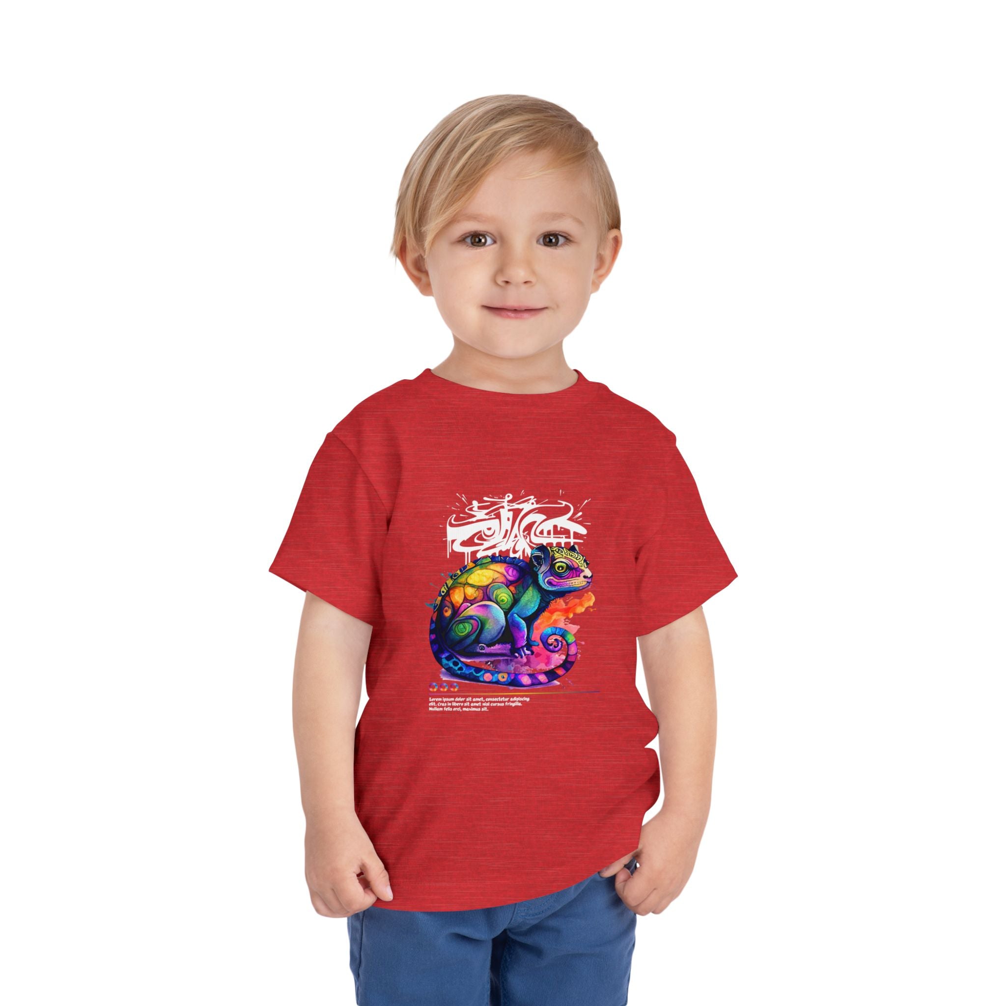 Colorful Chameleon Toddler Tee, Fun Kids Shirt, Vibrant Short Sleeve Tee, Birthday Gift, Summer Outfit, Playdate Wear
