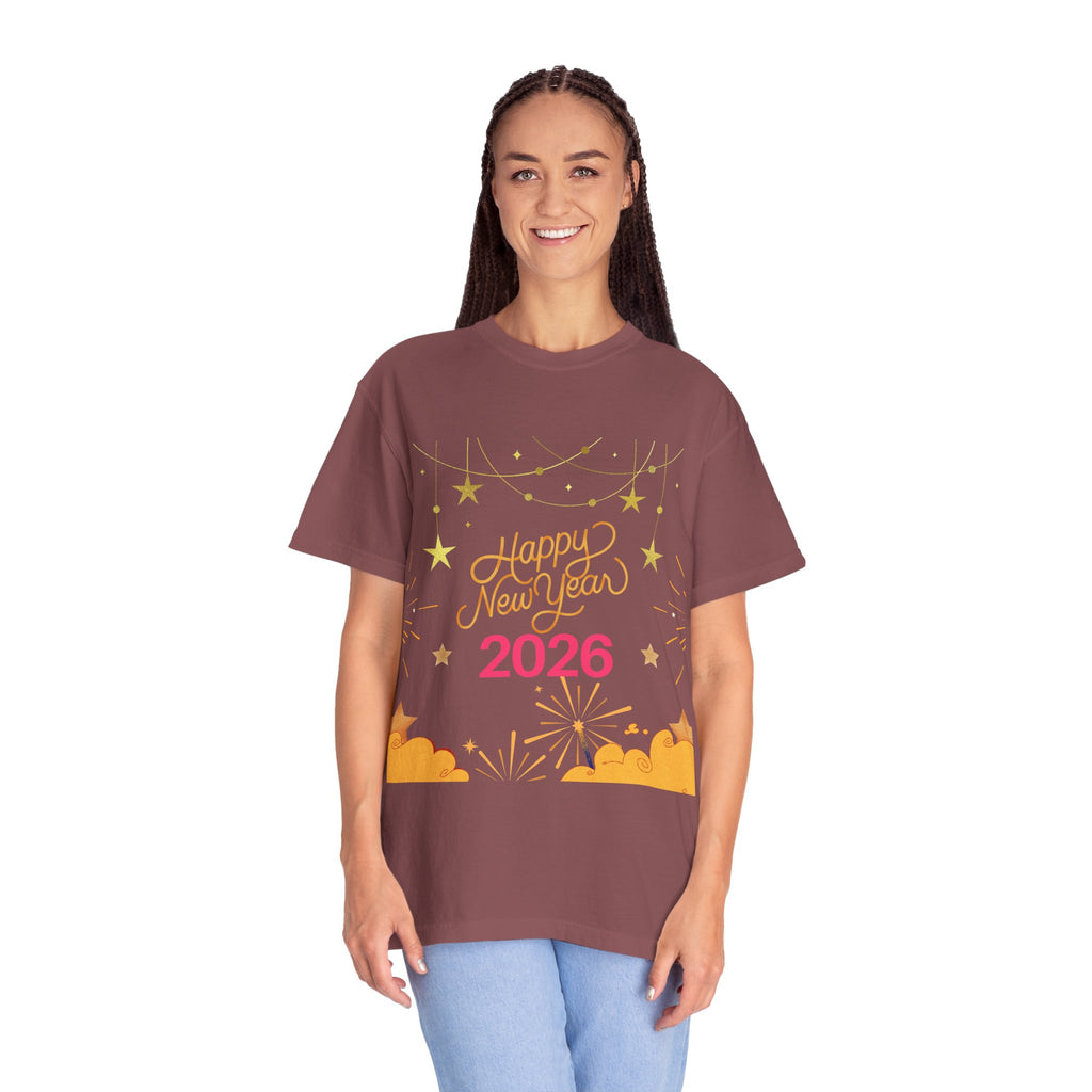 New Year Celebration T-Shirt | Unisex Garment-Dyed Tee with Happy New Year 2026 Design, Festive Apparel, Holiday Gift, Party Wear