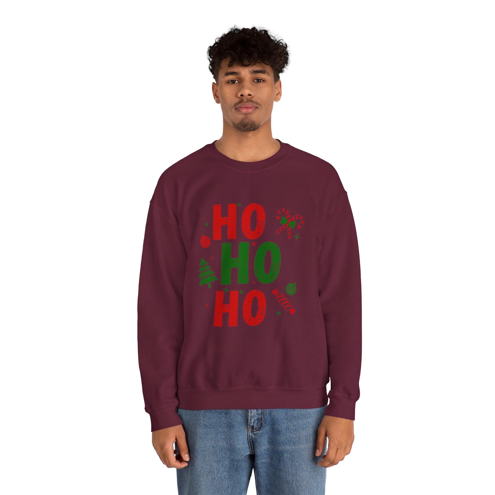 Festive Ho Ho Ho Sweatshirt for Holiday Cheer, Christmas Gift, Cozy Winter Apparel, Family Gatherings, Unisex Holiday Sweatshirt