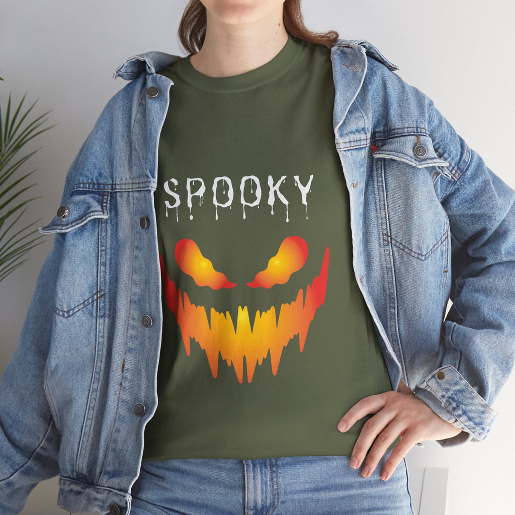 Spooky Unisex Heavy Cotton Tee - Halloween Shirt, Goth Fashion, Casual Wear, Festival Tee, Gift for Horror Fans