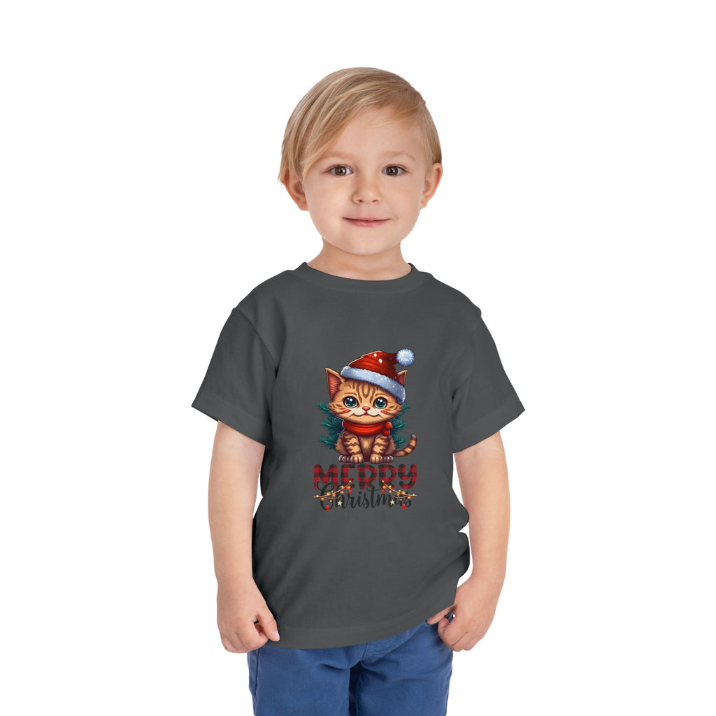 Cute Christmas Cat Tee for Toddlers, Holiday Shirt, Gift for Kids, Merry Christmas Tee, Fun Winter Wear, Festive Toddler Outfit