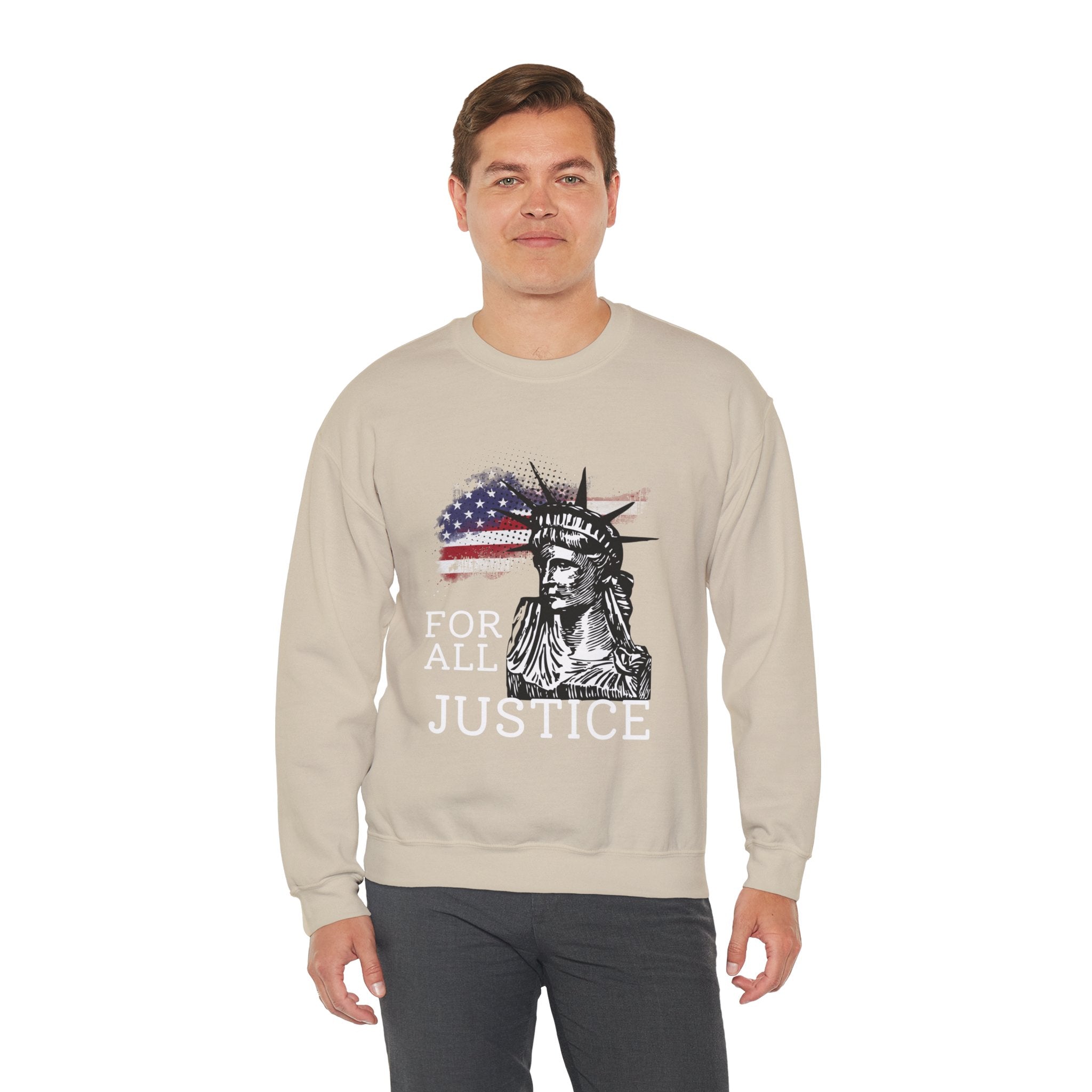 Justice Crewneck Sweatshirt - Unisex Heavy Blend, Patriotic Apparel, Comfortable Gift for Activists, USA Theme, Everyday Wear