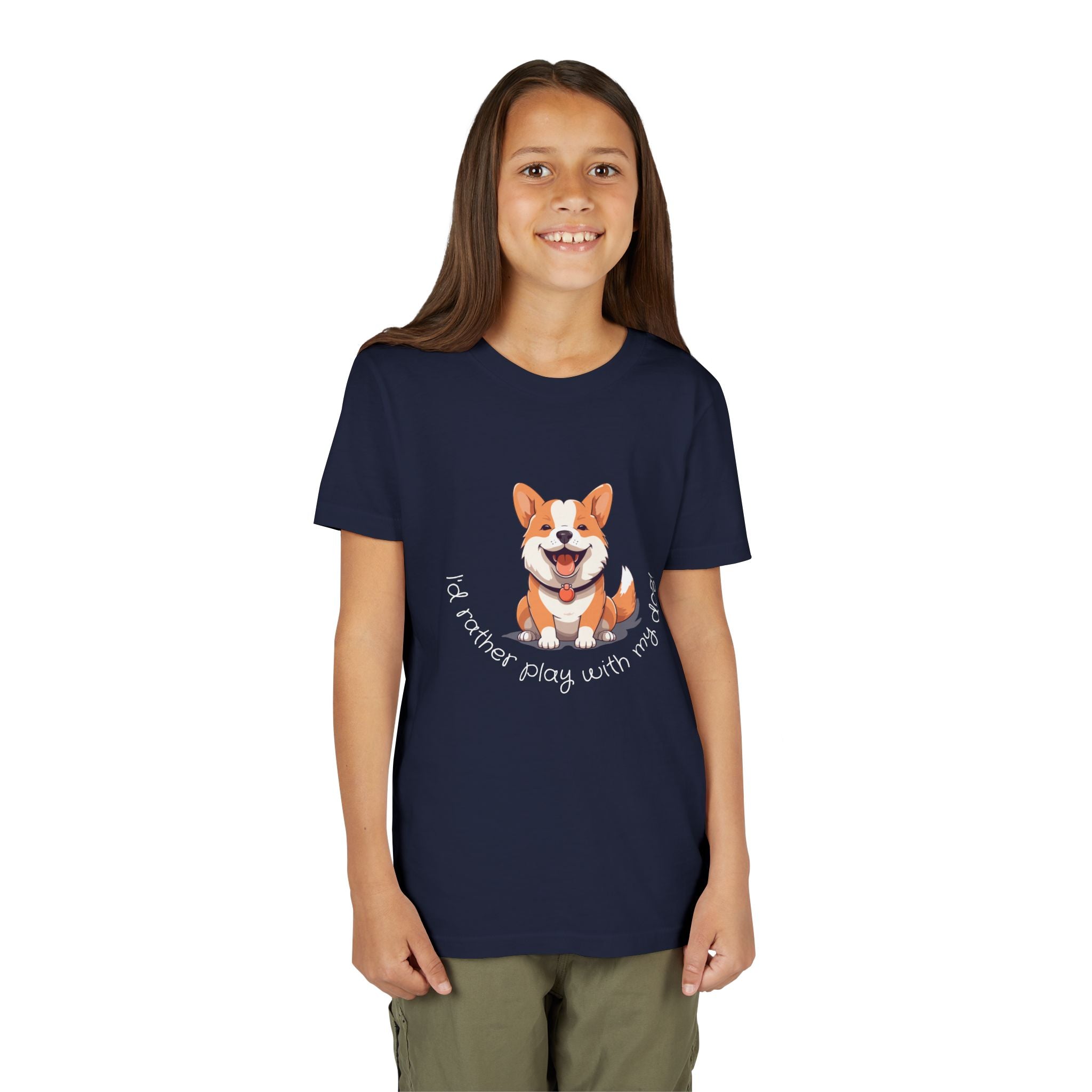 Youth Dog Lover Tee, Kids Corgi Shirt, Playful Dog T-Shirt, Pet Lover Gift, Children's Animal Apparel
