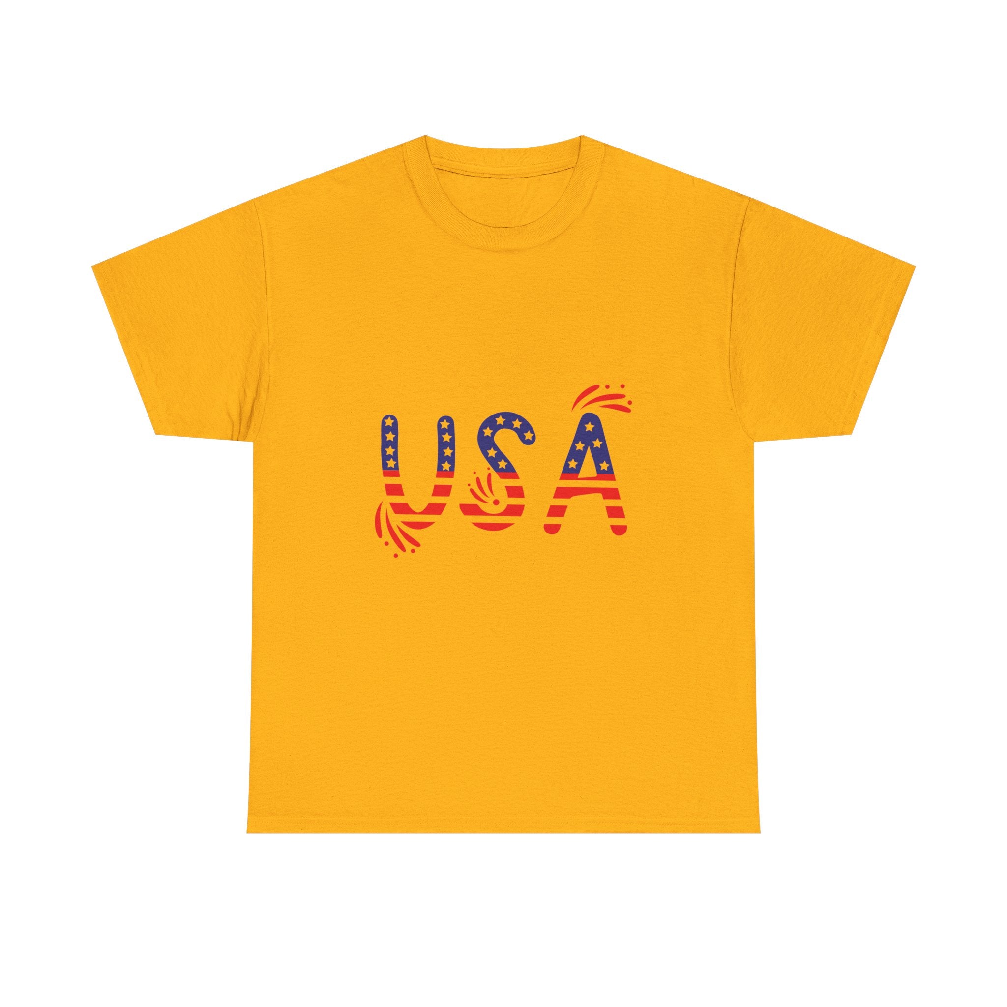 Patriotic USA Tee - Unisex Heavy Cotton T-Shirt for Independence Day, Barbecues, Festivals, Casual Wear, Gift