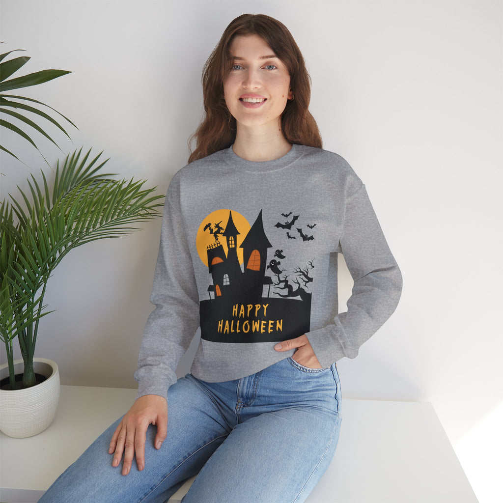 Halloween Haunted House Sweatshirt, Cozy Fall Wardrobe, Unisex Pullover, Spooky Season, Halloween Gift Idea, Festival Apparel