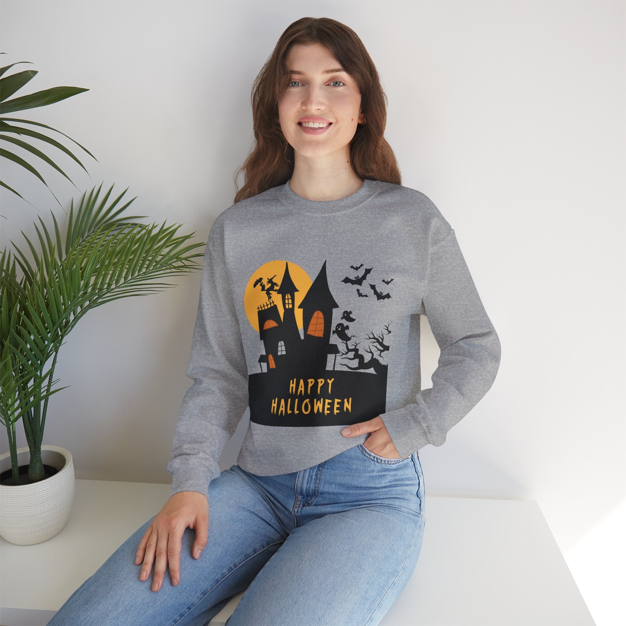 Halloween Haunted House Sweatshirt, Cozy Fall Wardrobe, Unisex Pullover, Spooky Season, Halloween Gift Idea, Festival Apparel