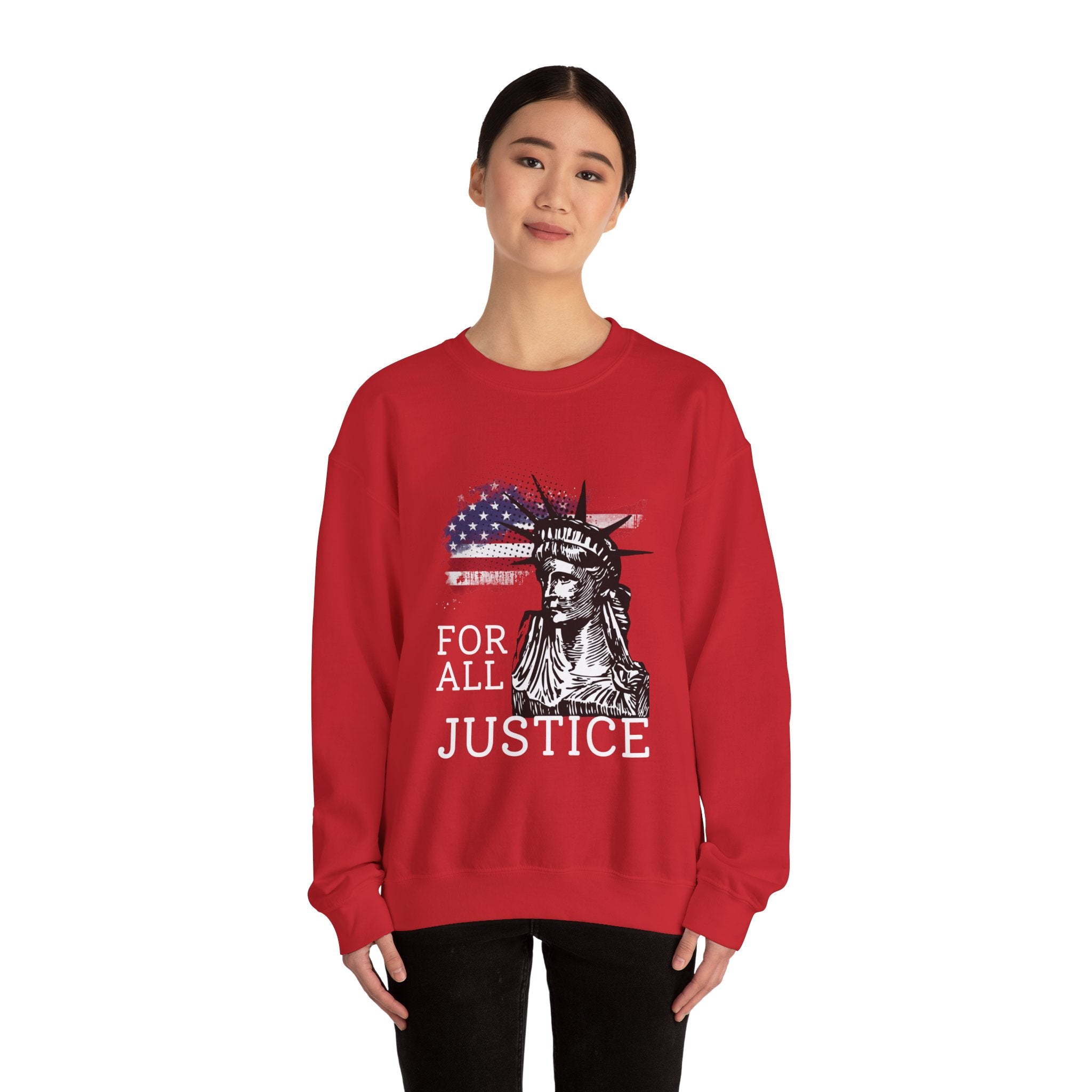 Justice Crewneck Sweatshirt - Unisex Heavy Blend, Patriotic Apparel, Comfortable Gift for Activists, USA Theme, Everyday Wear