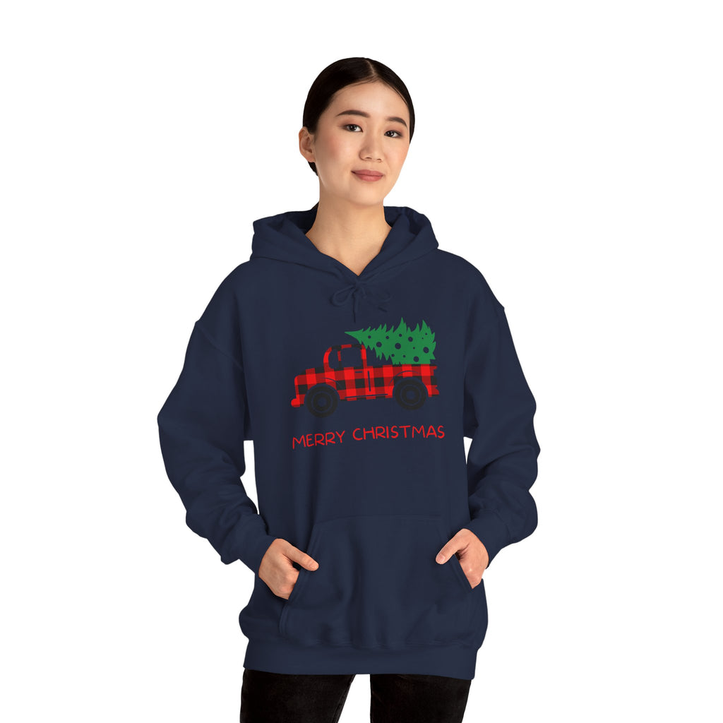 Merry Christmas Truck Hoodie, Festive Sweatshirt, Holiday Gift, Cozy Winter Apparel, Unisex Christmas Wear