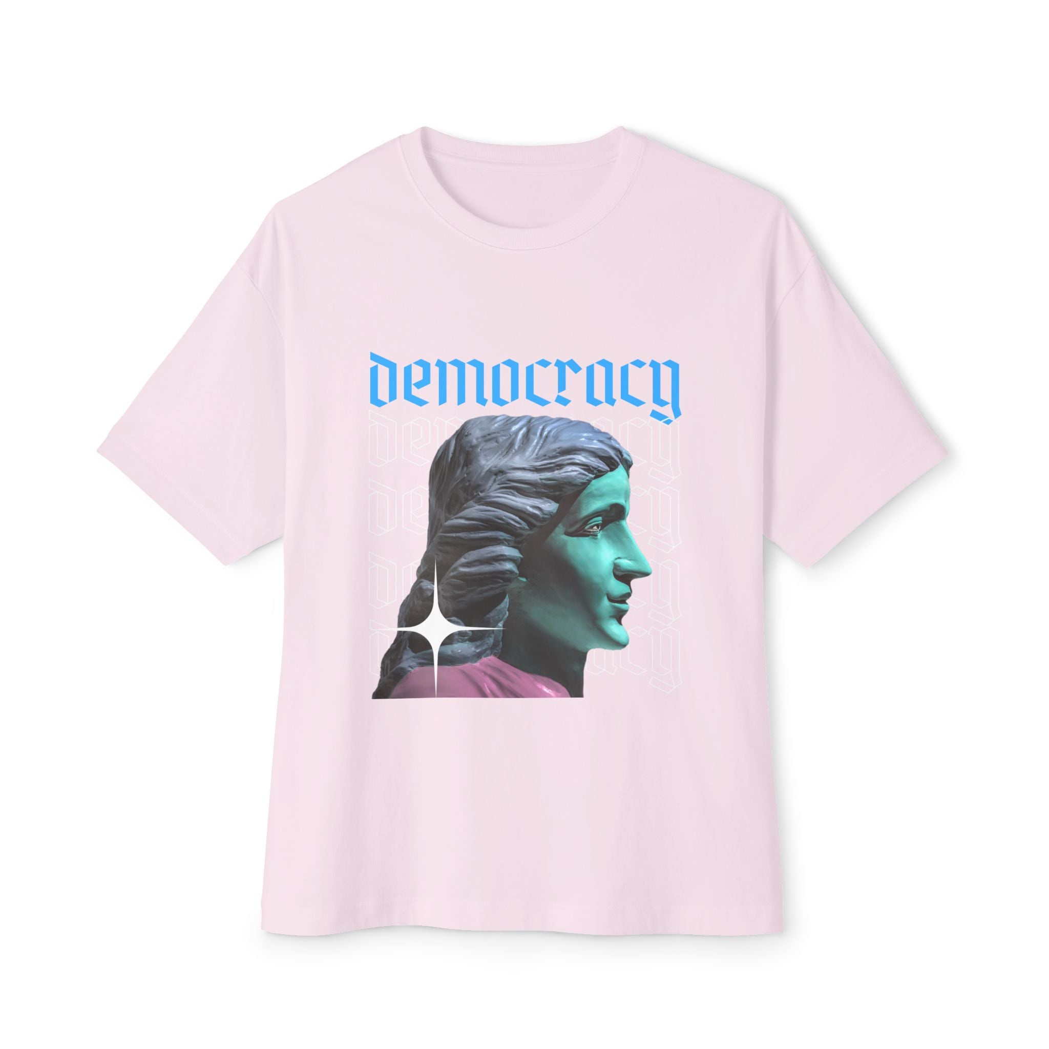 Democracy Graphic Oversized Tee, Unisex Boxy T-Shirt, Statement Fashion Top, Casual Wear, Gift for Activists, Cool Streetwear