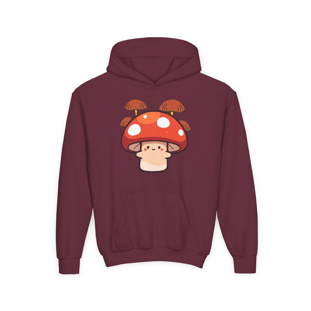 Cute Mushroom Youth Hoodie, Cozy Mushroom Sweatshirt for Kids, Perfect for Fall, Gifts for Young Nature Lovers, Fun Casual Wear