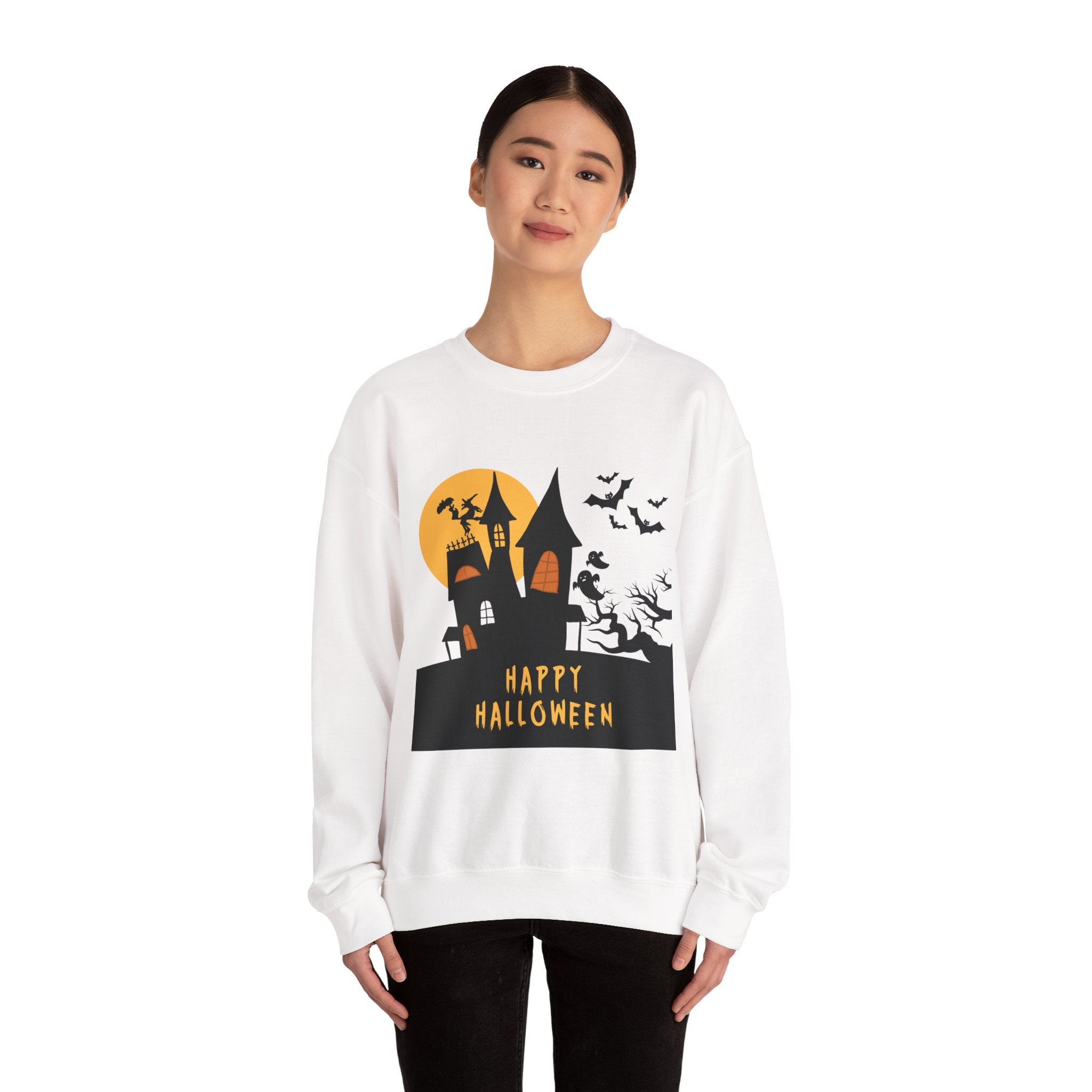 Halloween Haunted House Sweatshirt, Cozy Fall Wardrobe, Unisex Pullover, Spooky Season, Halloween Gift Idea, Festival Apparel