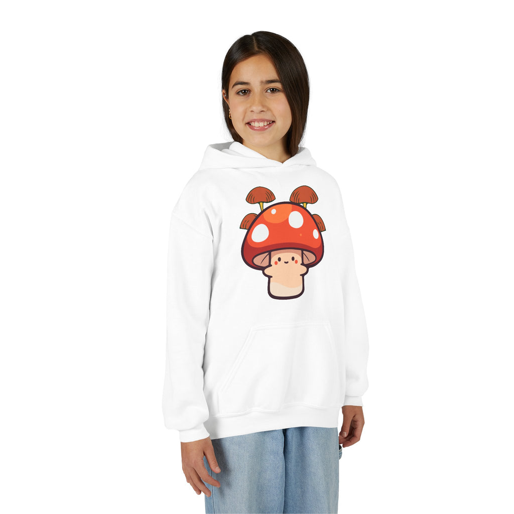 Cute Mushroom Youth Hoodie, Cozy Mushroom Sweatshirt for Kids, Perfect for Fall, Gifts for Young Nature Lovers, Fun Casual Wear