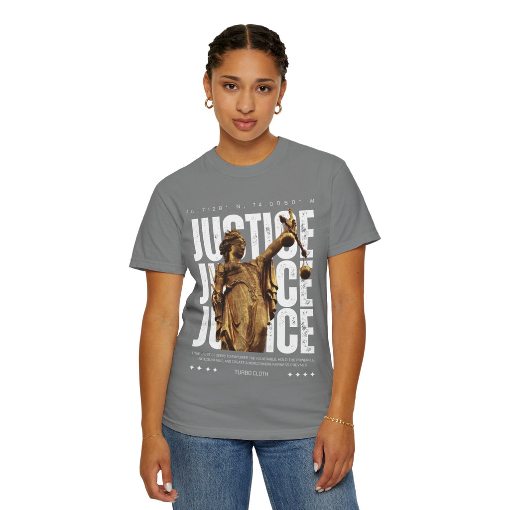 Justice Statue Unisex T-shirt, Casual Wear, Inspirational Gift, Equality Shirt, Art-Inspired Clothing, Birthday Gift, Statement Tees