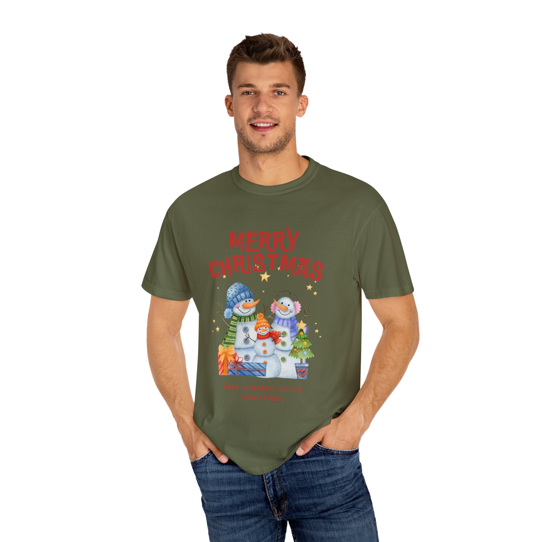 Merry Christmas Unisex Garment-Dyed T-shirt, Cozy Holiday Tee, Festive Winter Apparel, Christmas Gift, Seasonal Fashion