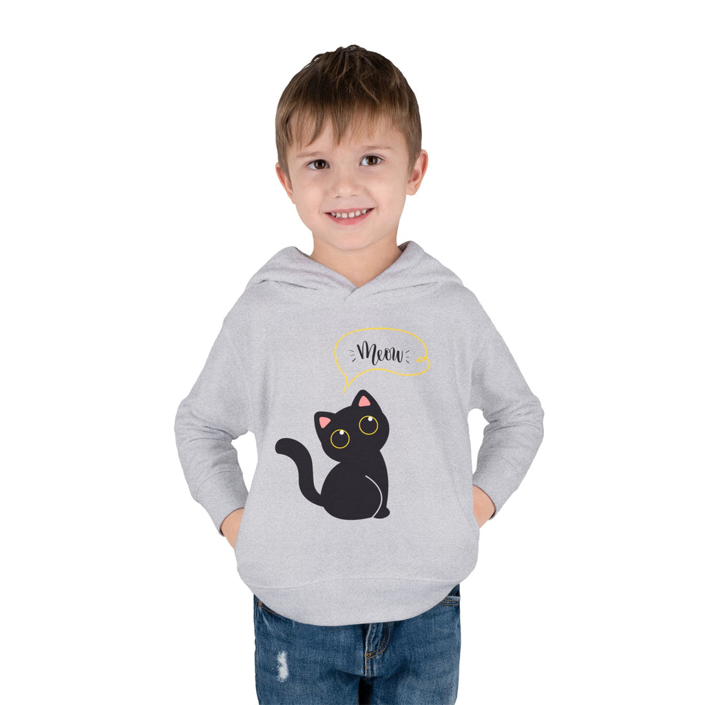 Black Cat Toddler Fleece Hoodie, Cute Kids Pullover, Cat Lover Gift, Birthday Present, Cozy Toddler Clothes