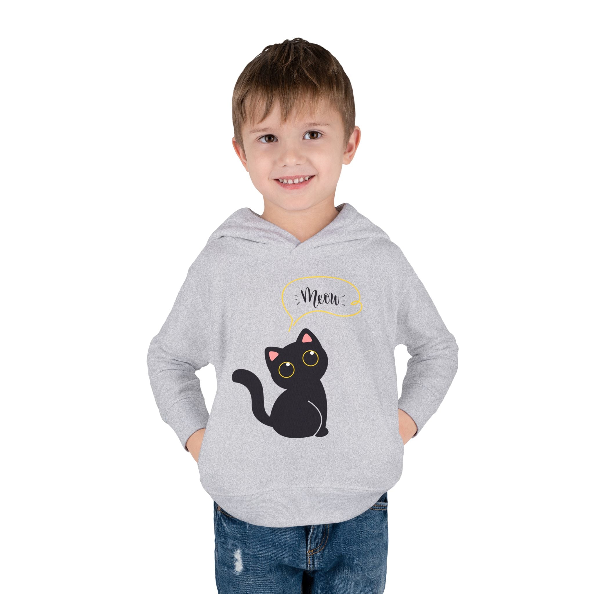 Black Cat Toddler Fleece Hoodie, Cute Kids Pullover, Cat Lover Gift, Birthday Present, Cozy Toddler Clothes
