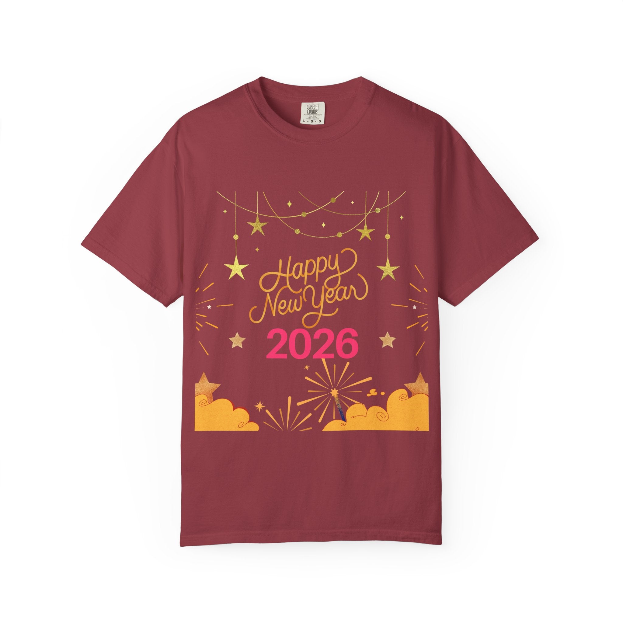 New Year Celebration T-Shirt | Unisex Garment-Dyed Tee with Happy New Year 2026 Design, Festive Apparel, Holiday Gift, Party Wear