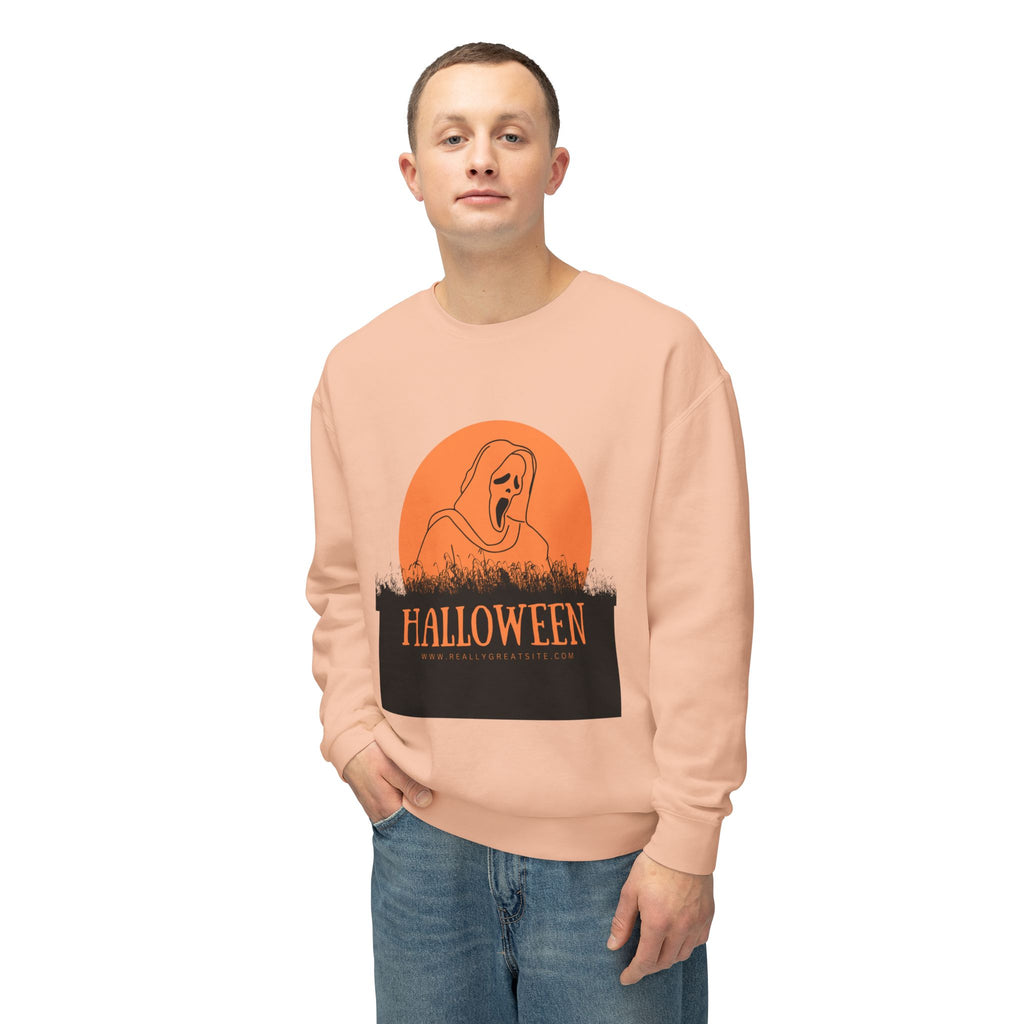 Halloween Ghost Unisex Lightweight Crewneck Sweatshirt, Fall Fashion, Cozy Gift, Halloween Party, Spooky Season Apparel