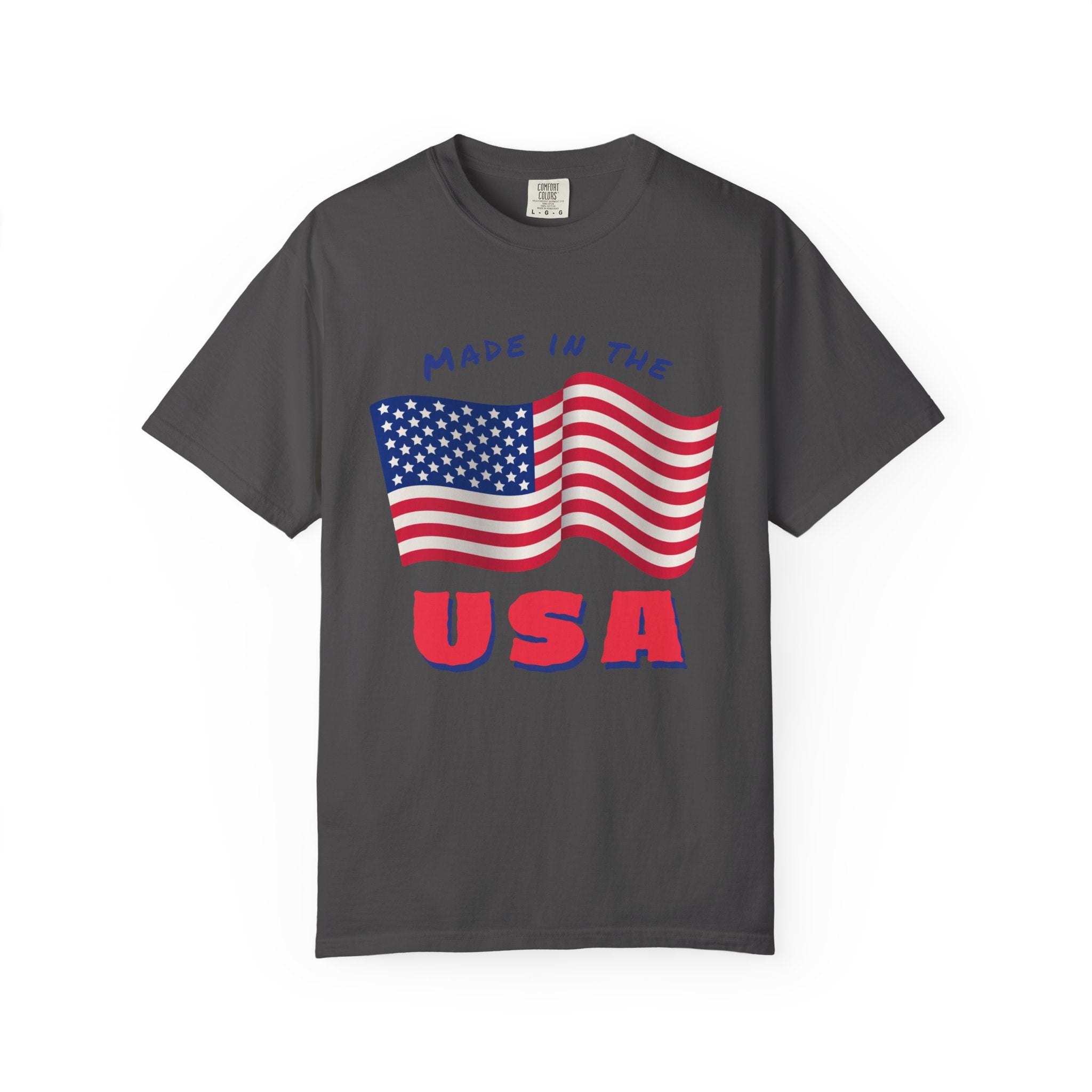 Patriotic T-Shirt for Celebrations, Made in the USA Tee, Unisex Garment-Dyed Shirt, July 4th Apparel, Red White Blue Tee