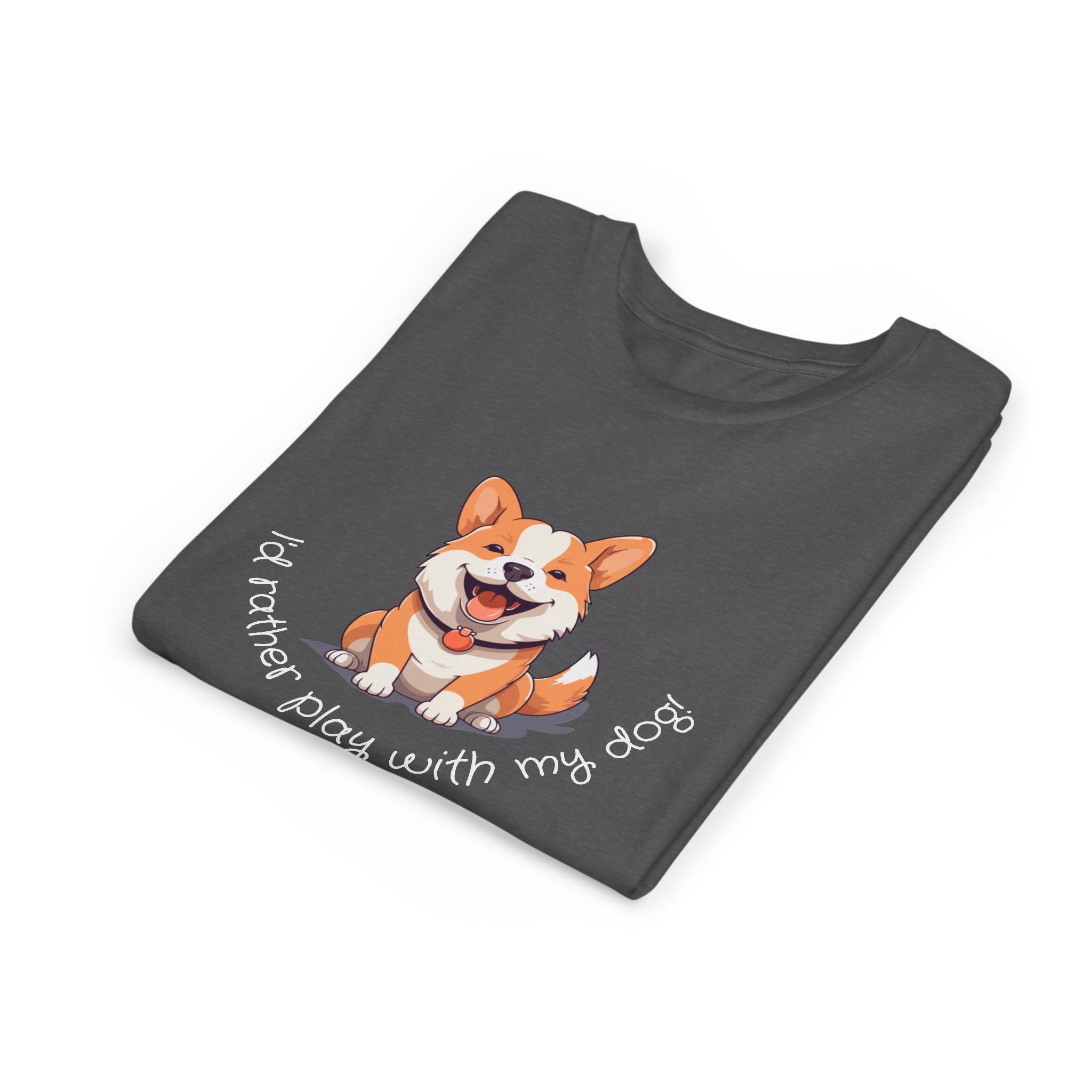 Youth Dog Lover Tee, Kids Corgi Shirt, Playful Dog T-Shirt, Pet Lover Gift, Children's Animal Apparel