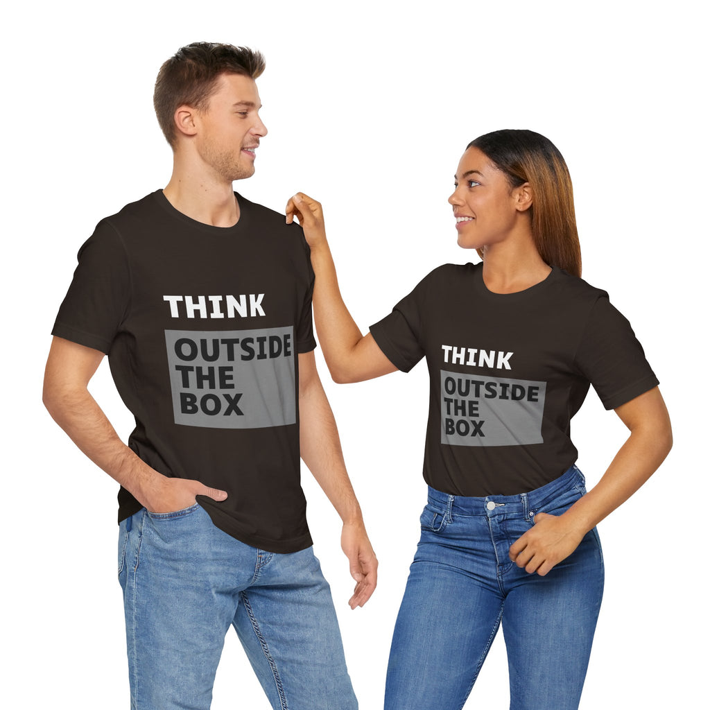 Think Outside the Box Unisex Tee, Short Sleeve T-shirt, Unique Design Shirt, Creative Tee, Unisex Graphic Tee