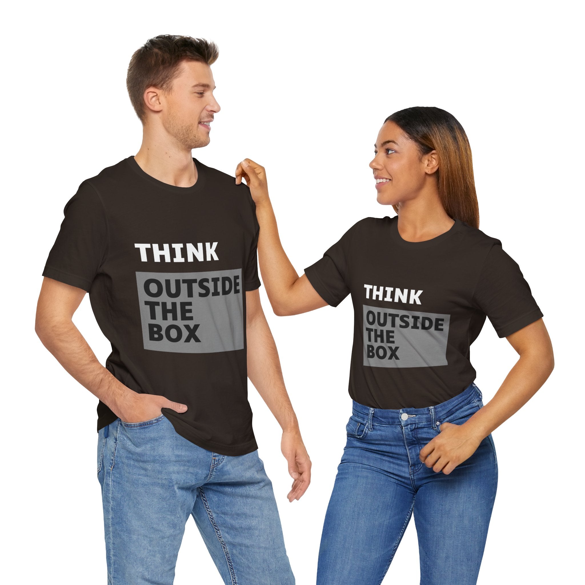 Think Outside the Box Unisex Tee, Short Sleeve T-shirt, Unique Design Shirt, Creative Tee, Unisex Graphic Tee