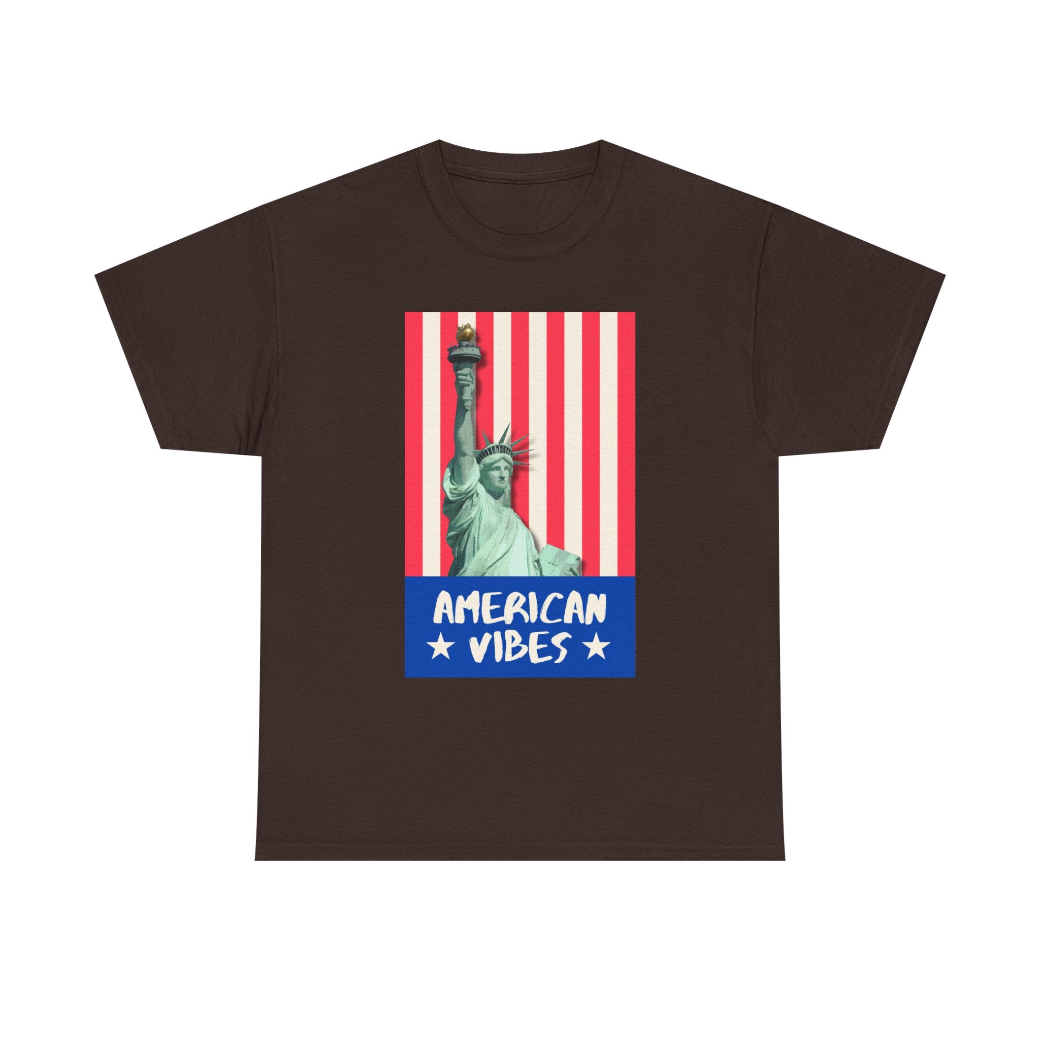 American Vibes Unisex Heavy Cotton Tee, Patriotic Shirt, Gift for Veterans, Independence Day Apparel, Summer Casual Wear