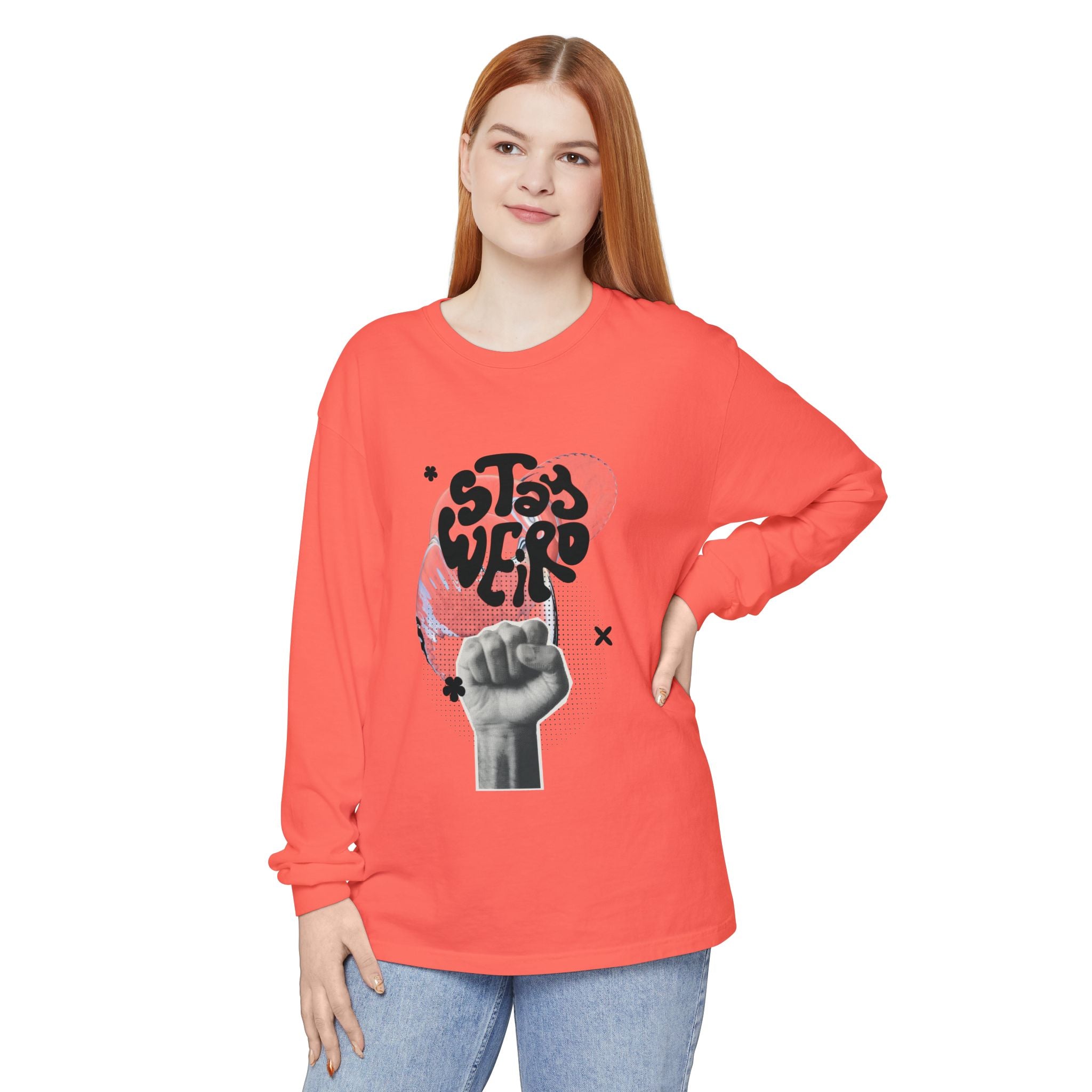 Unisex Long Sleeve T-Shirt with Stay Weird Graphic, Trendy Apparel, Casual Wear, Gift for Creative Souls, Summer Tee, Unique Style