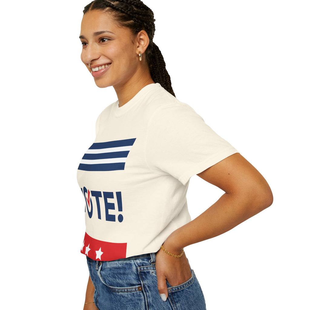 Vote! Garment-Dyed T-Shirt | Unisex Voter Apparel, Election Day Outfit, Political Statement Tee, Casual Advocacy Shirt, Gift for Activists